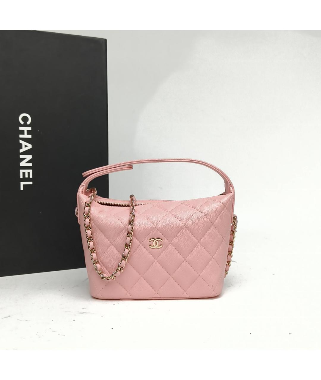 CHANEL Розовая кожаная сумка с короткими ручками, фото 9