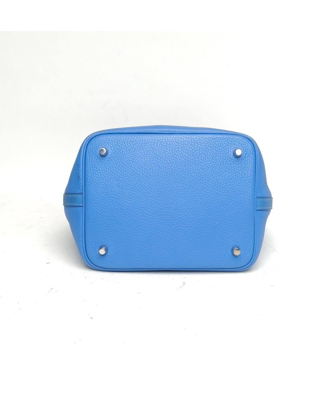 HERMES Синяя кожаная сумка с короткими ручками, фото 4