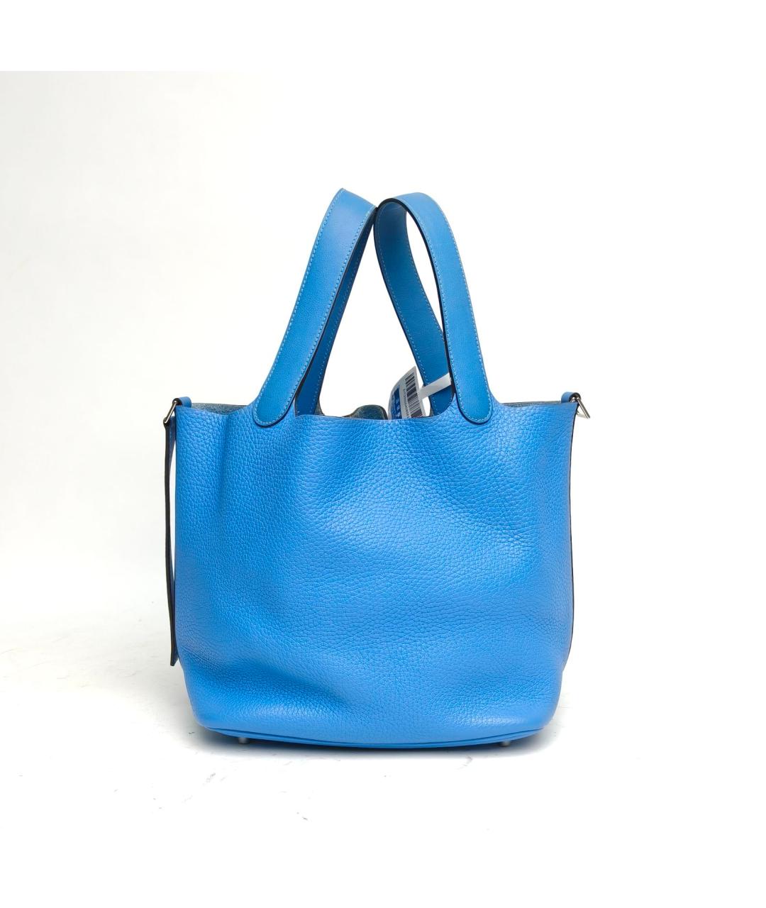 HERMES Синяя кожаная сумка с короткими ручками, фото 3