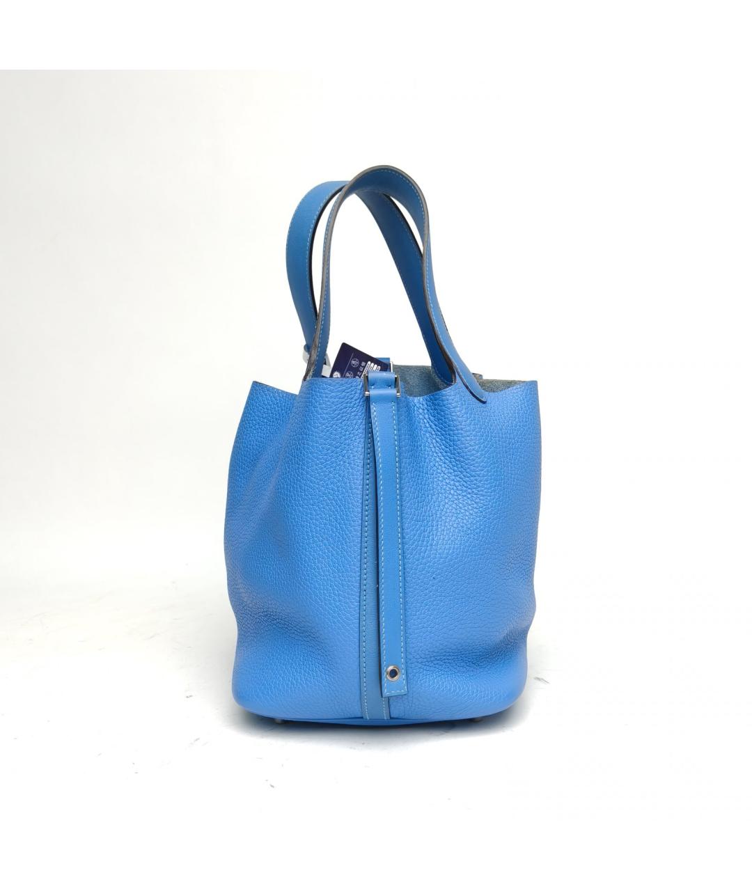 HERMES Синяя кожаная сумка с короткими ручками, фото 2