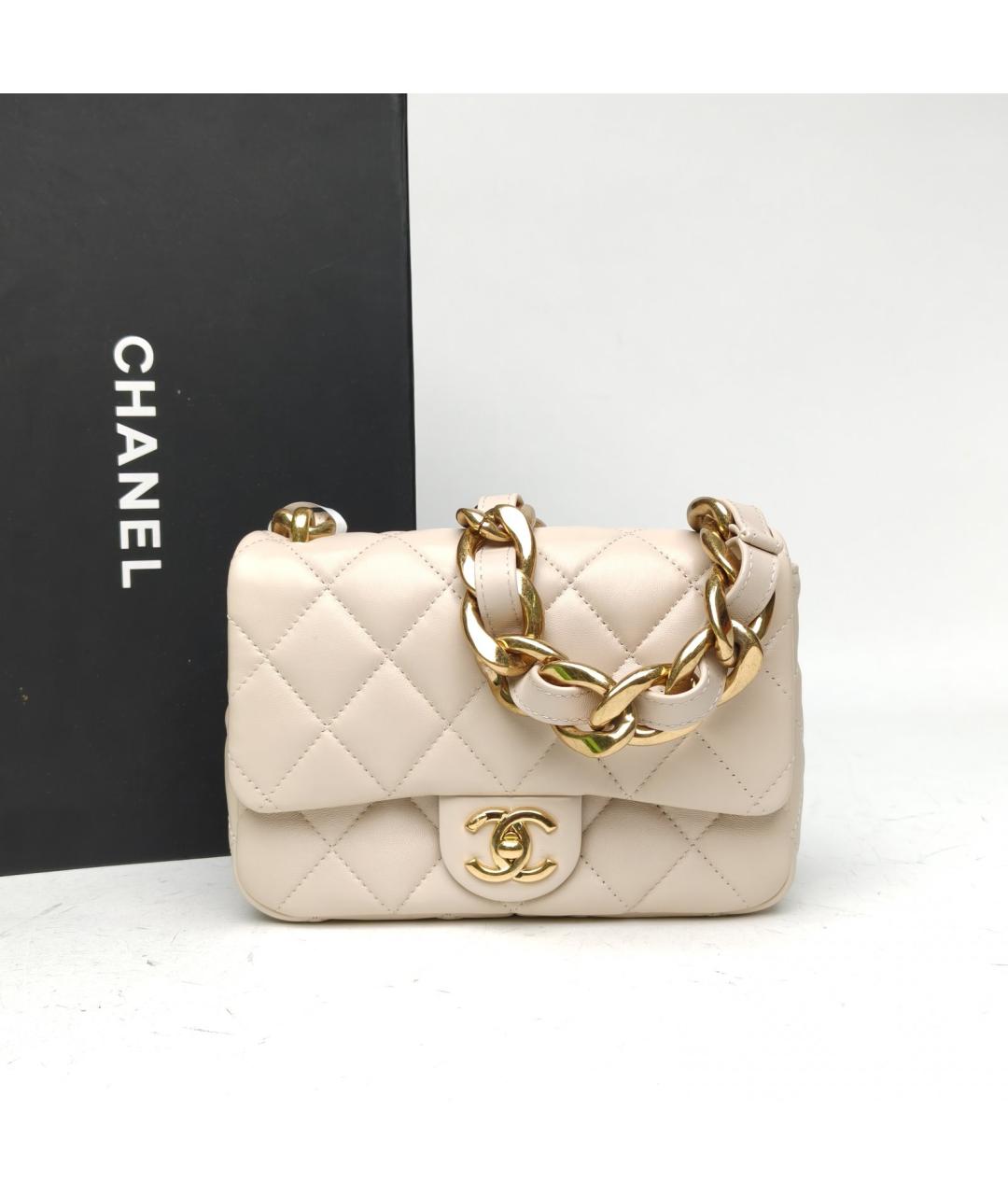 CHANEL Белая кожаная сумка через плечо, фото 9