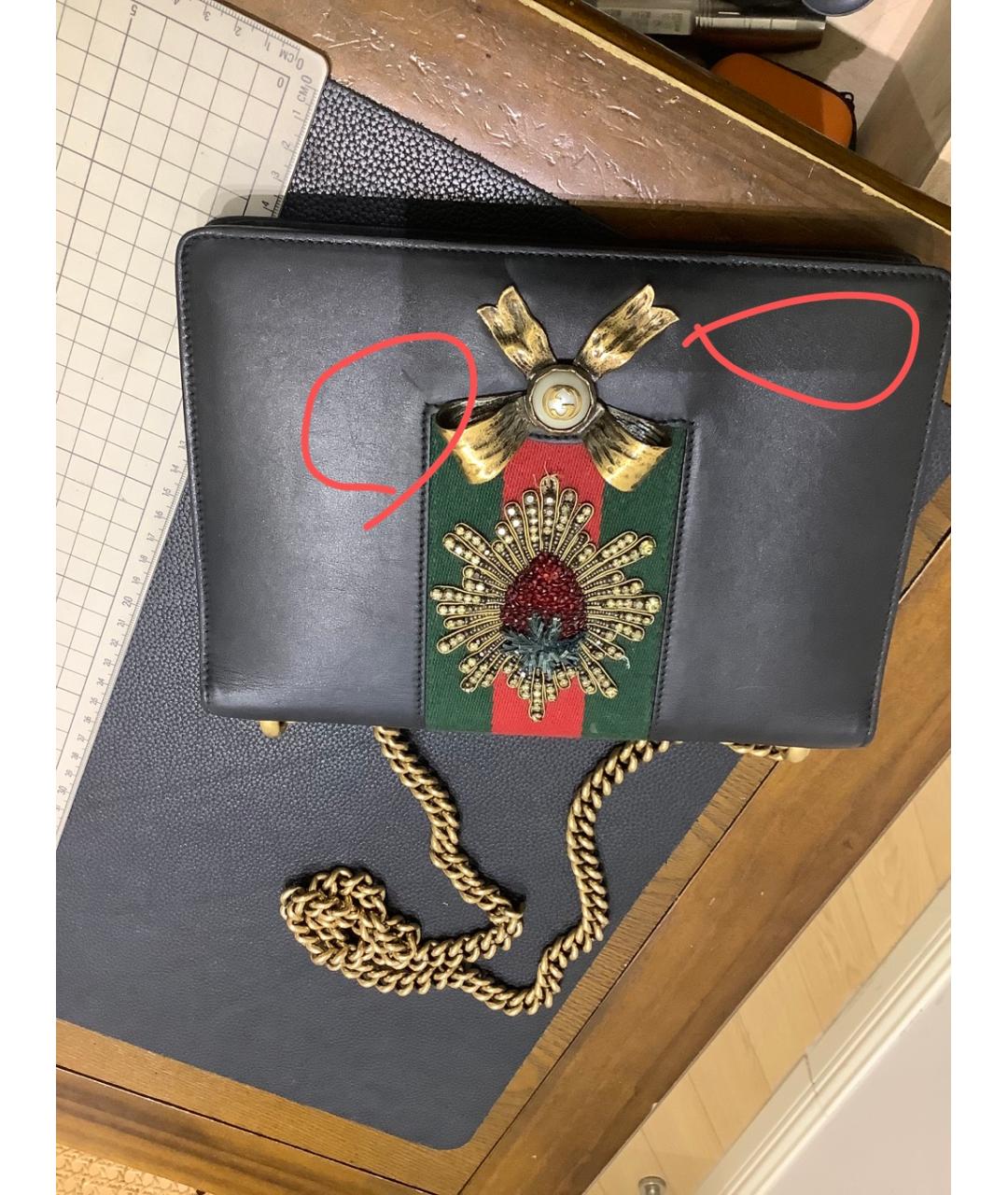 GUCCI Черная кожаная сумка через плечо, фото 9