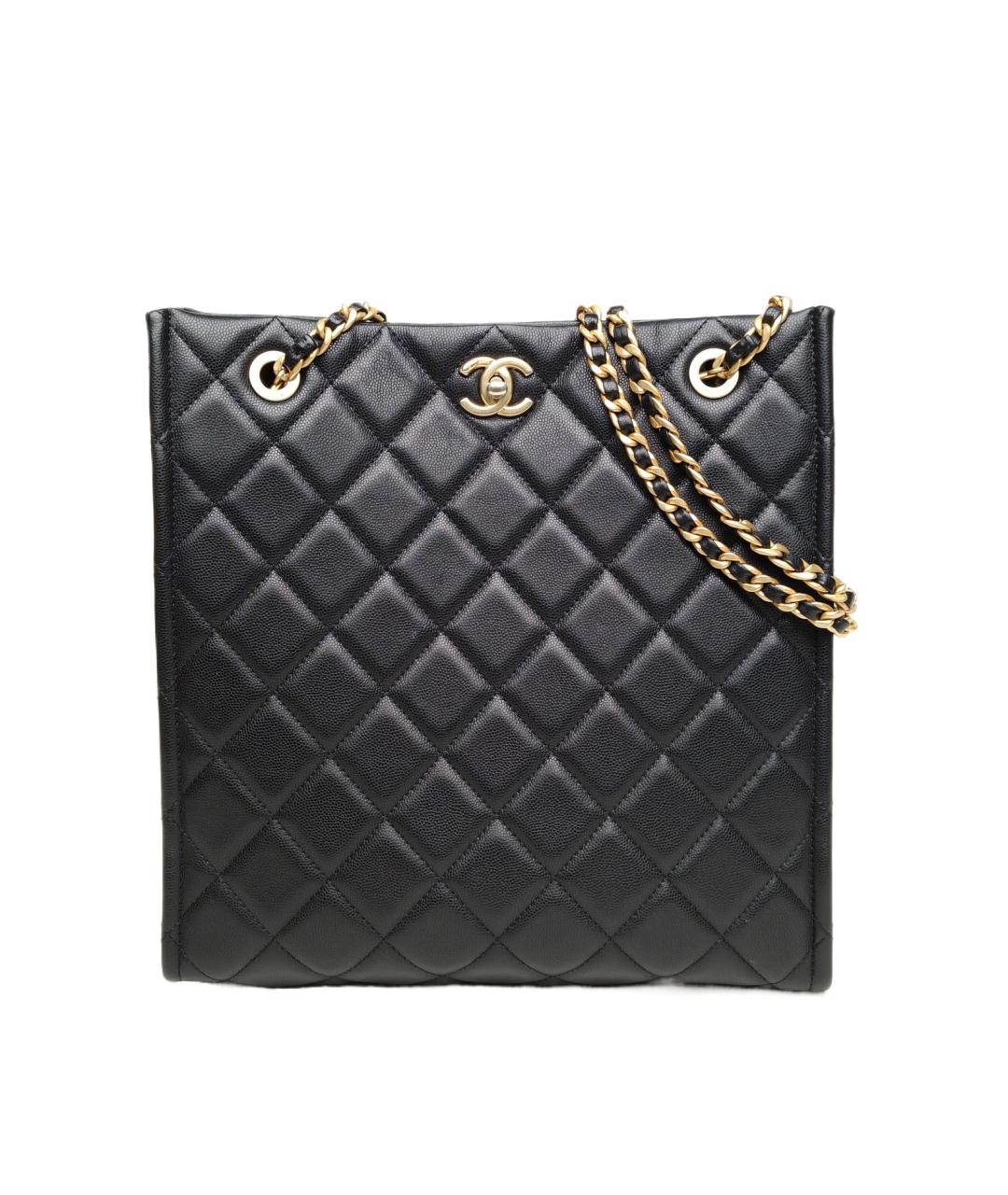 CHANEL Черная кожаная сумка тоут, фото 10