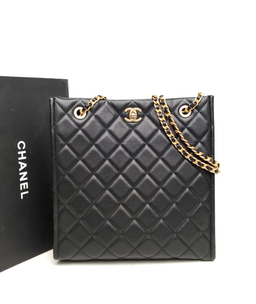 CHANEL Черная кожаная сумка тоут, фото 9