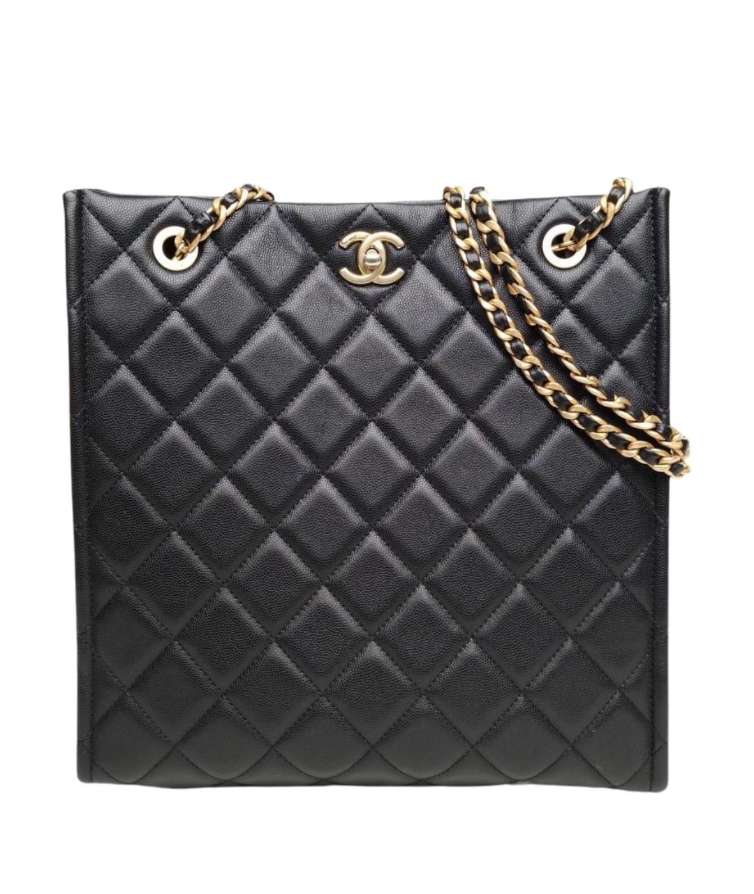 CHANEL Черная кожаная сумка тоут, фото 1