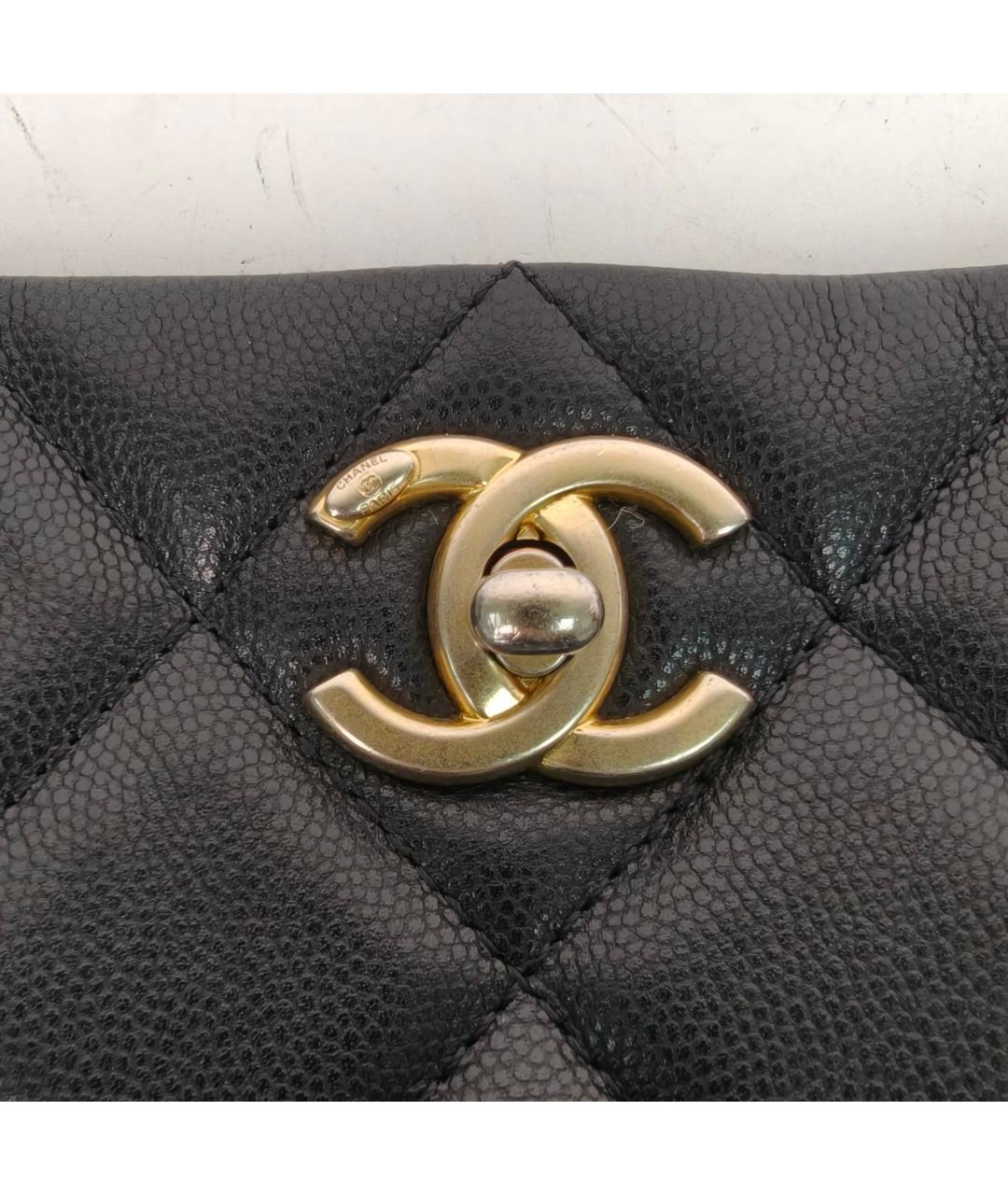 CHANEL Черная кожаная сумка тоут, фото 7