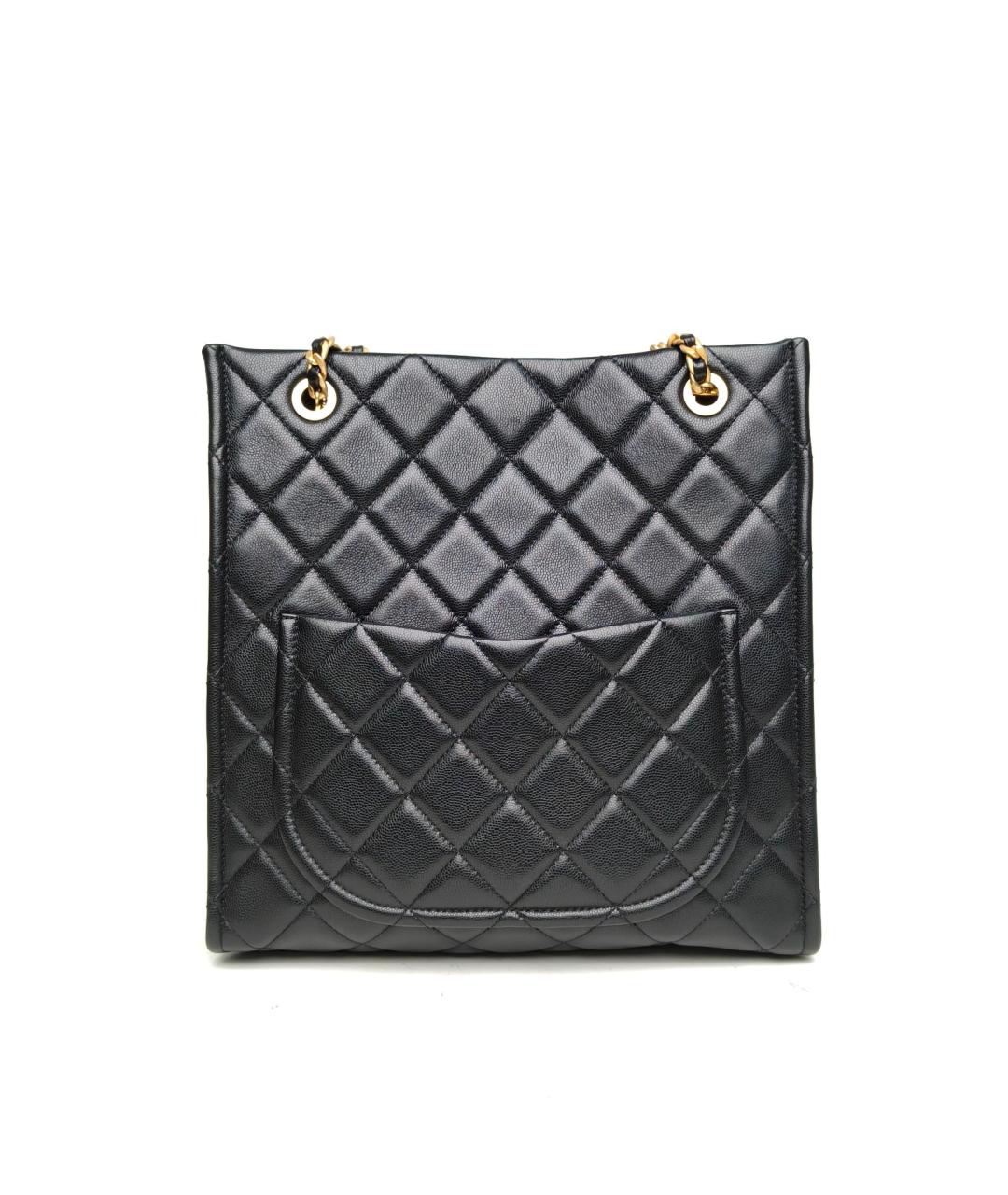 CHANEL Черная кожаная сумка тоут, фото 4