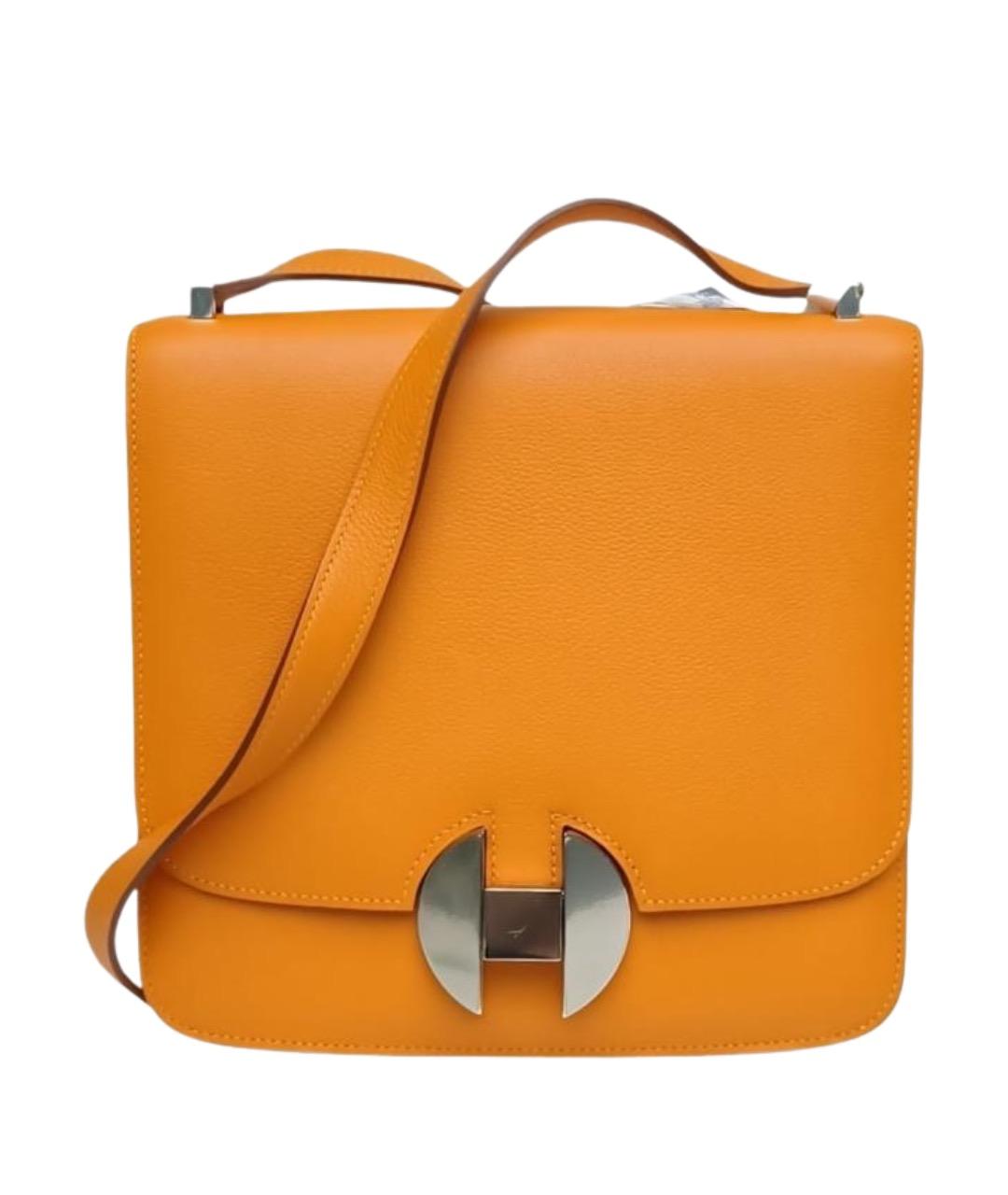 HERMES Оранжевая кожаная сумка через плечо, фото 1