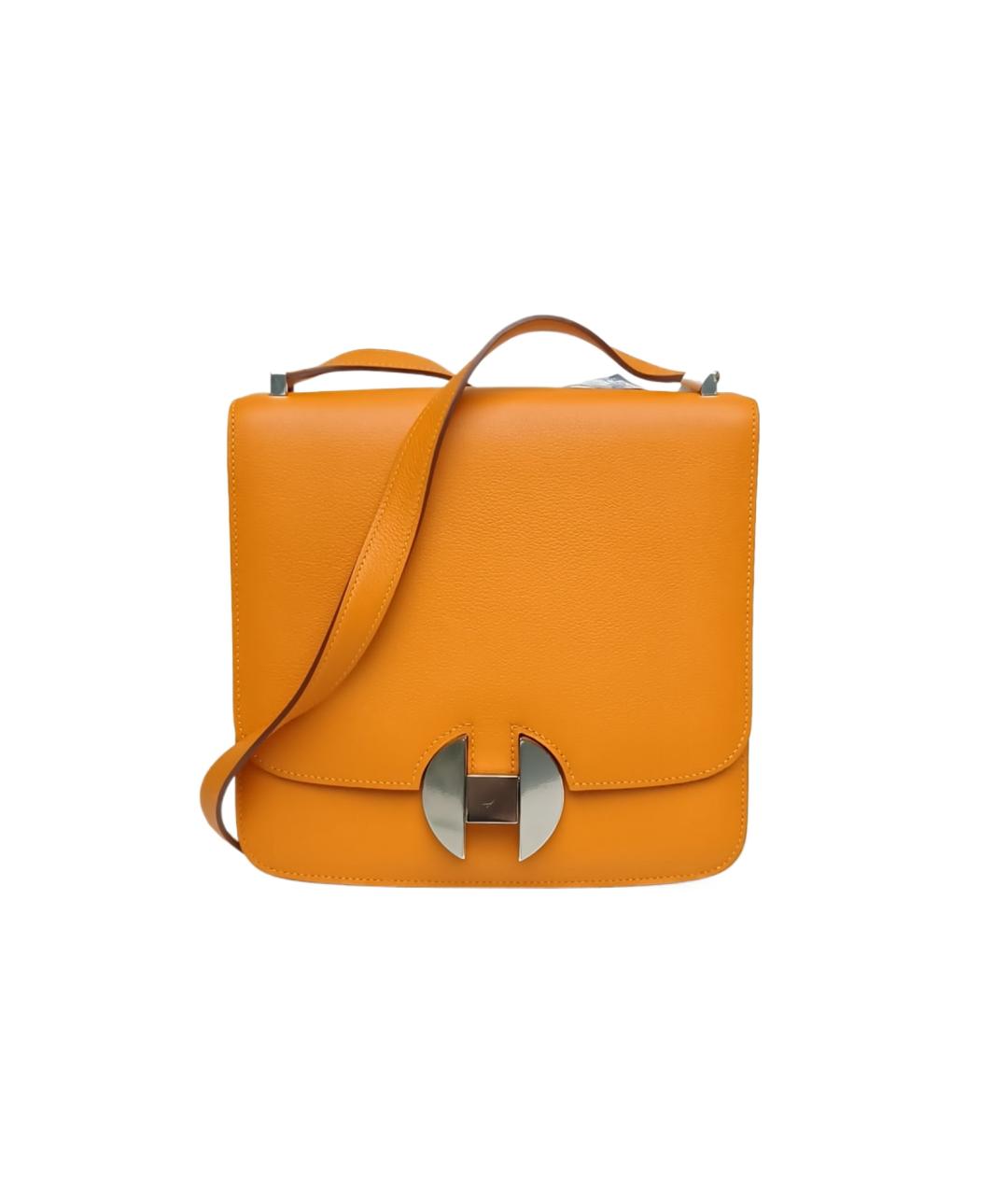 HERMES Оранжевая кожаная сумка через плечо, фото 10