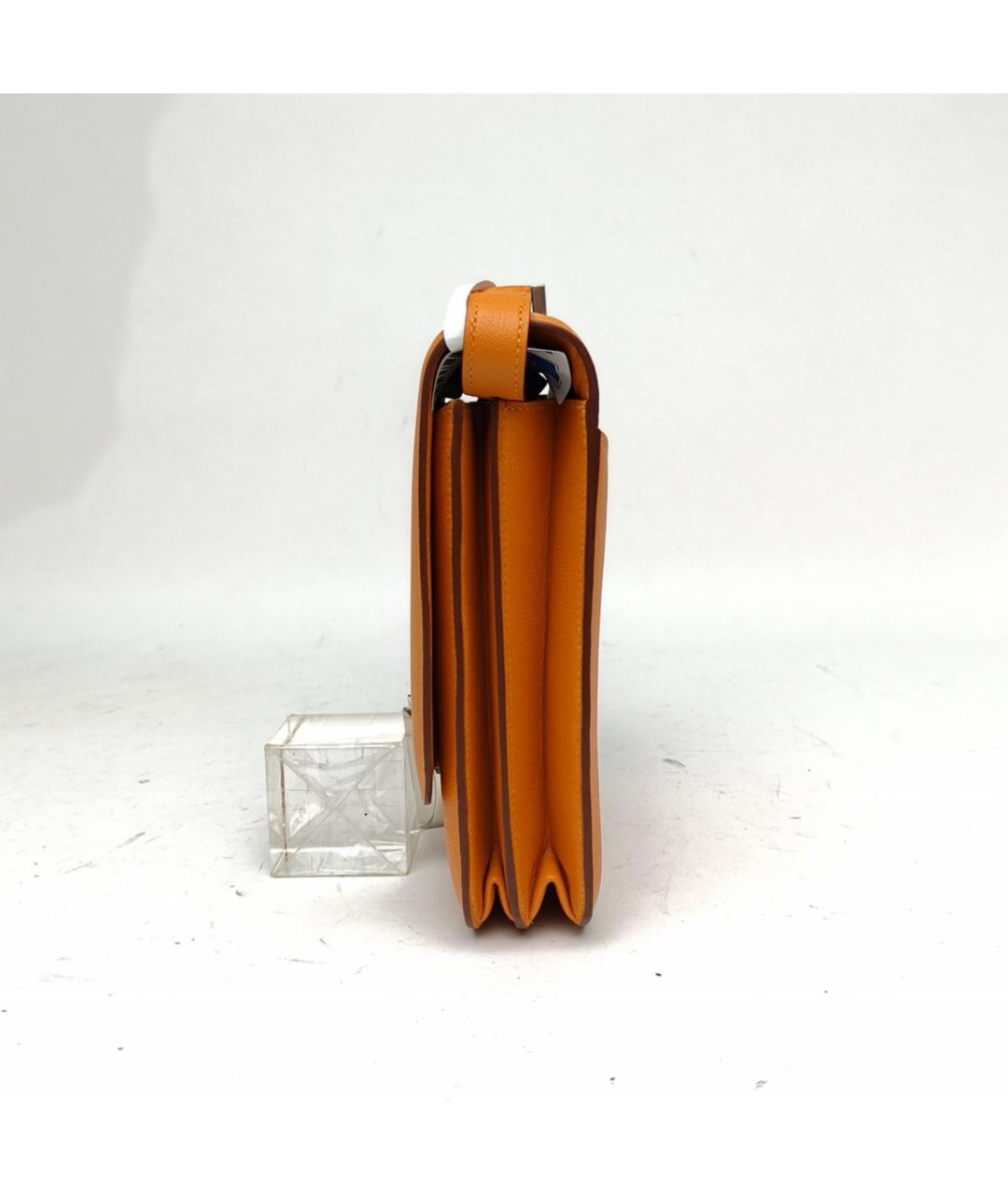 HERMES Оранжевая кожаная сумка через плечо, фото 3