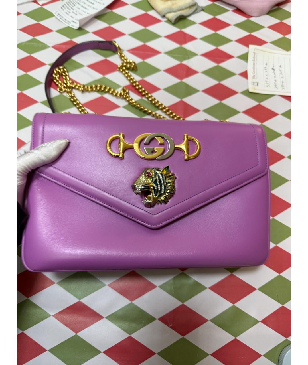 GUCCI Фиолетовая кожаная сумка через плечо, фото 9