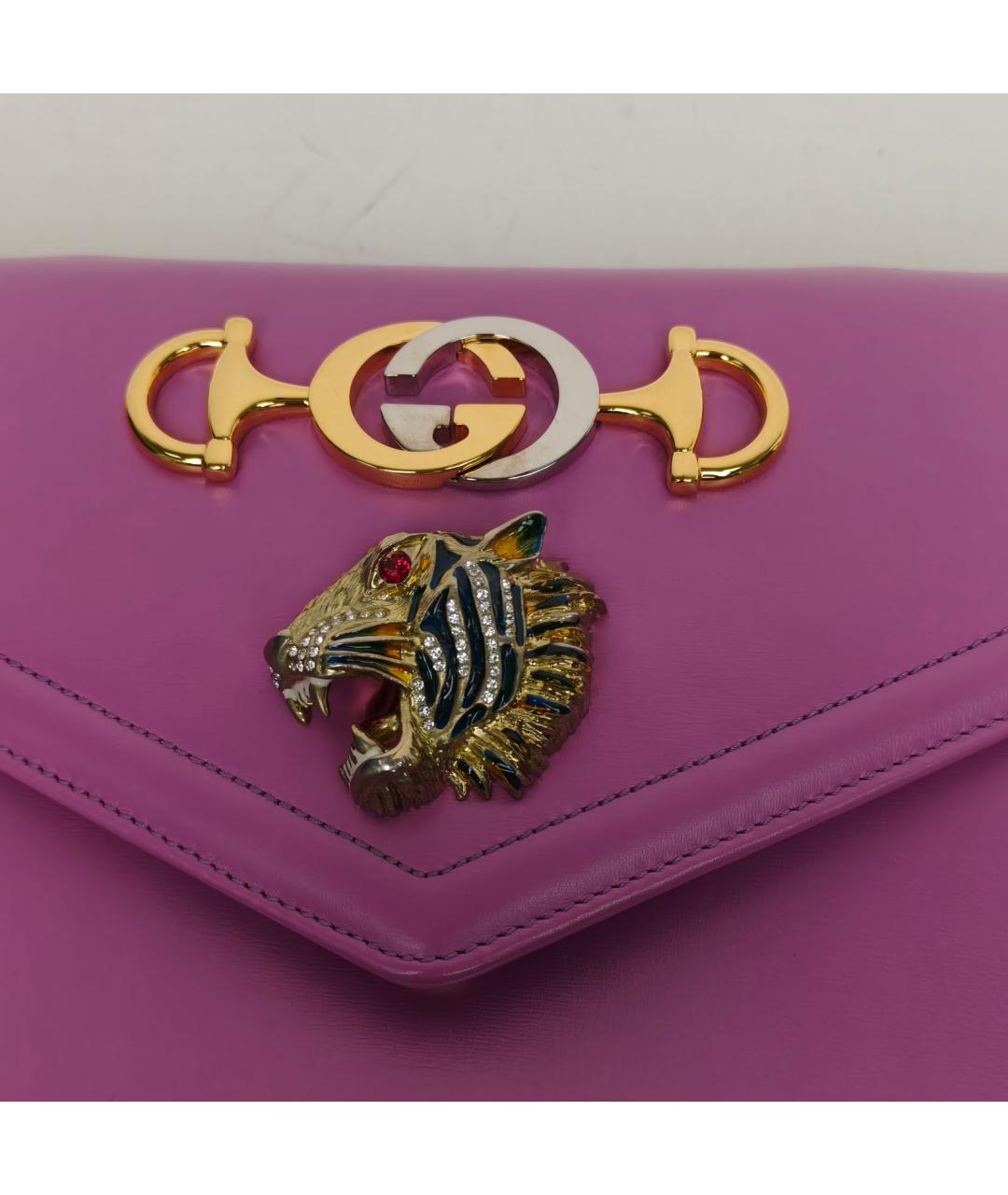 GUCCI Фиолетовая кожаная сумка через плечо, фото 7