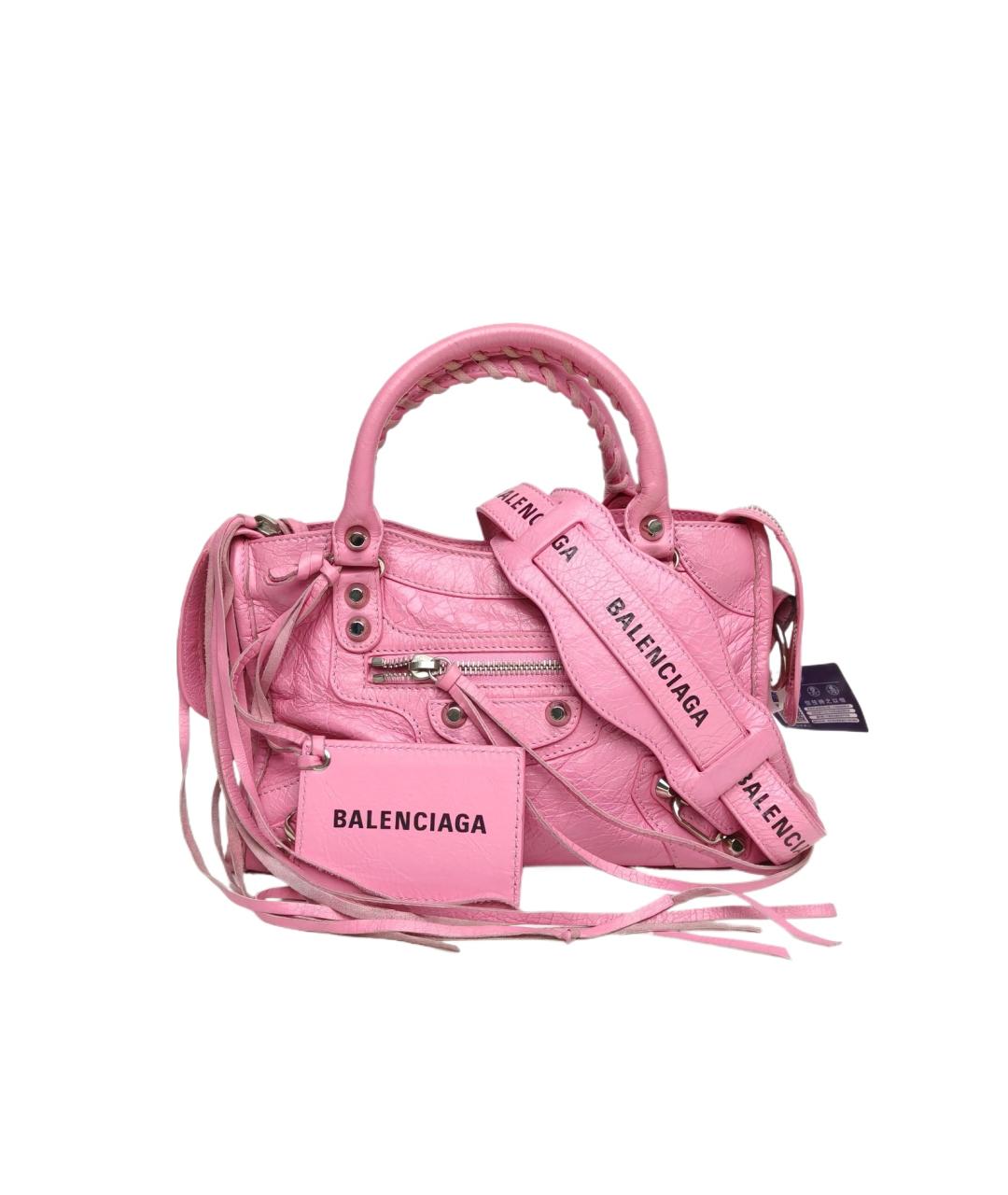 BALENCIAGA Розовая кожаная сумка с короткими ручками, фото 7