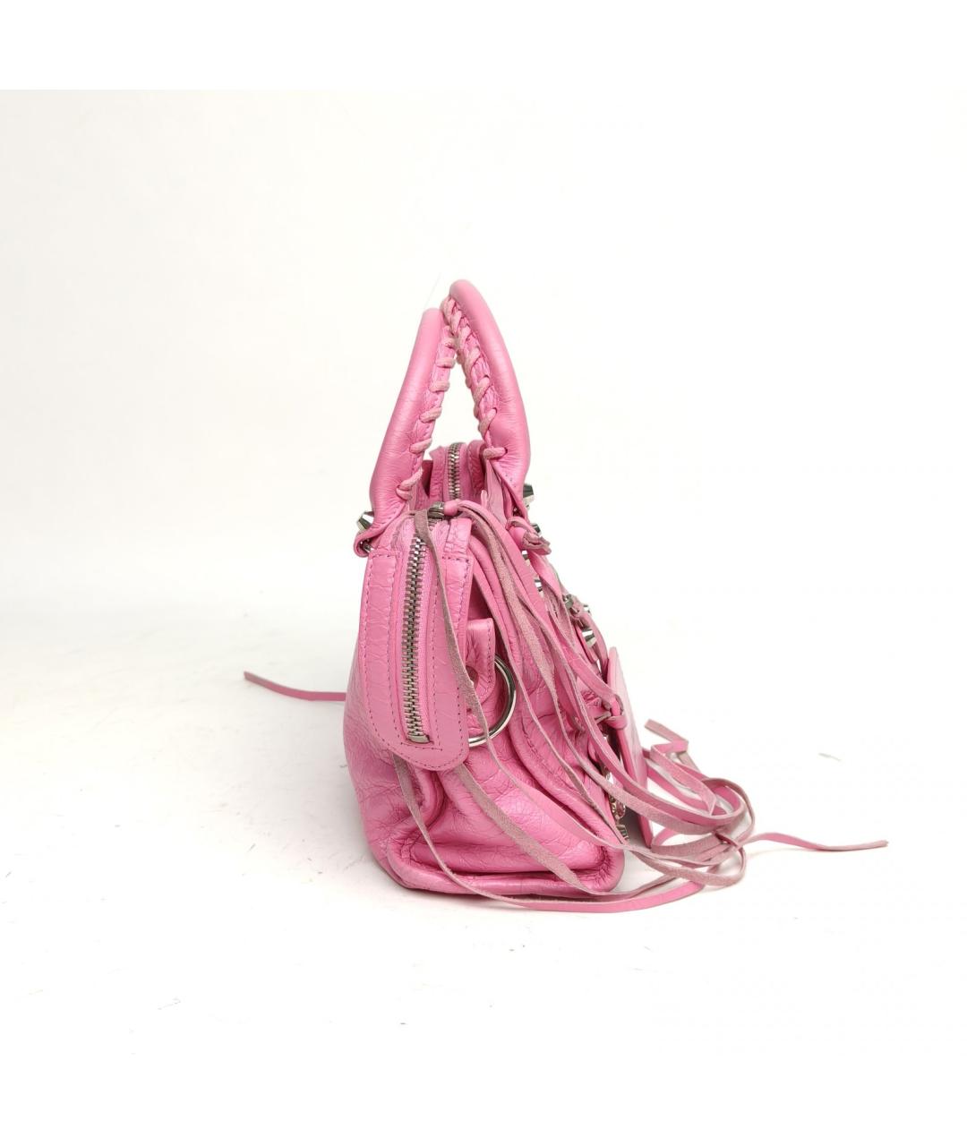BALENCIAGA Розовая кожаная сумка с короткими ручками, фото 4