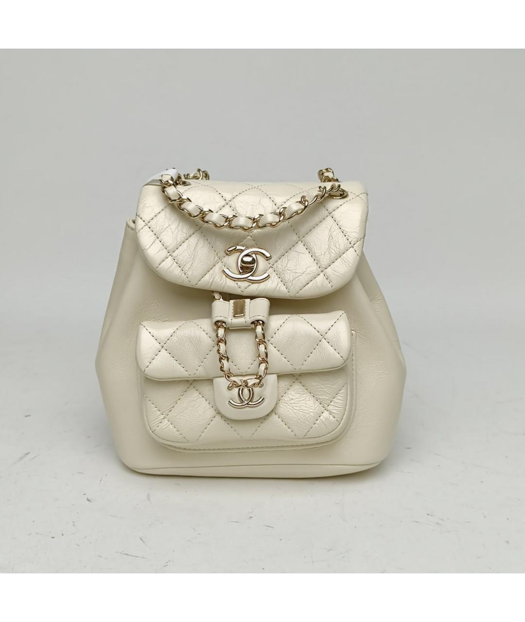 CHANEL Белый кожаный рюкзак, фото 7