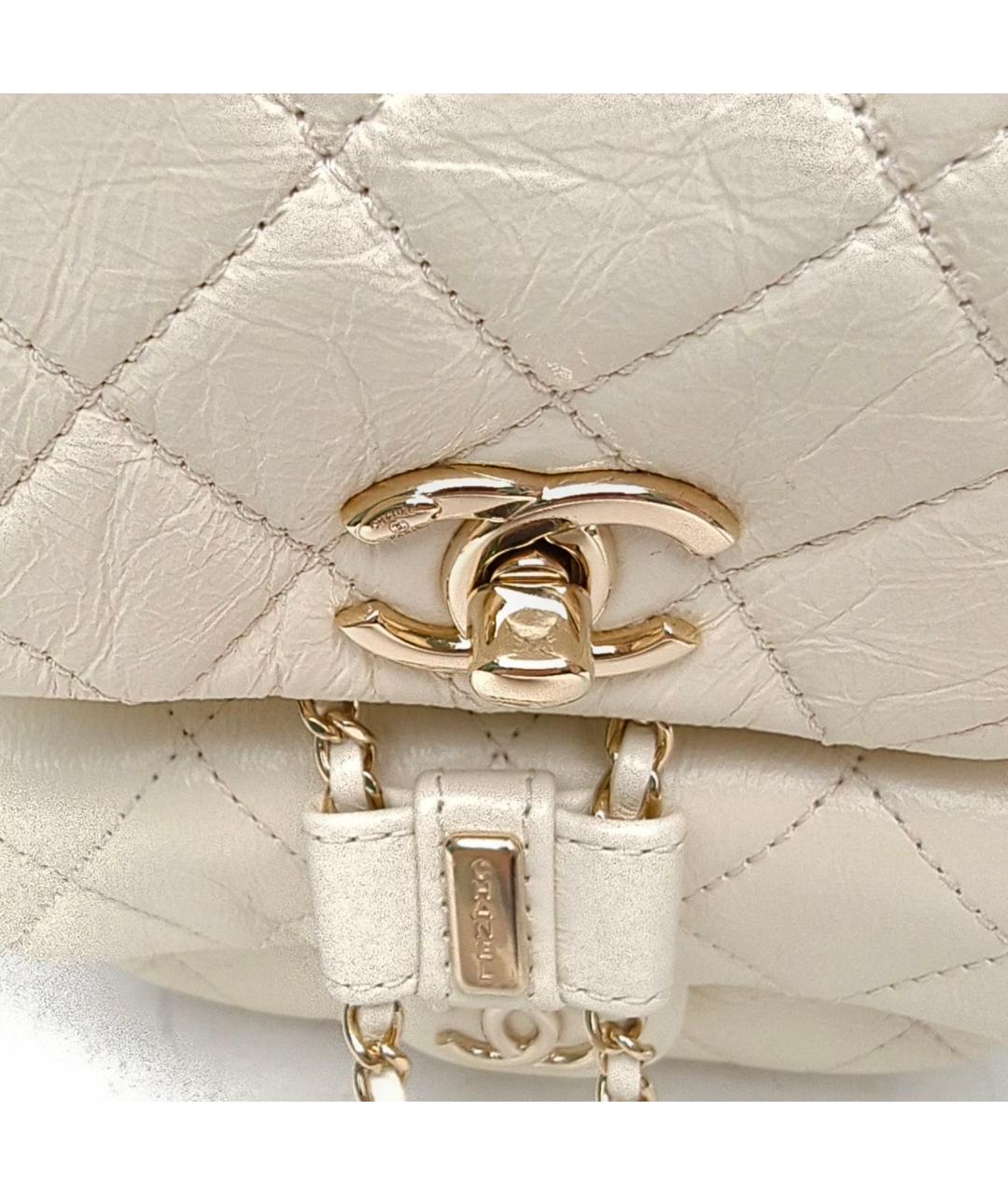 CHANEL Белый кожаный рюкзак, фото 4