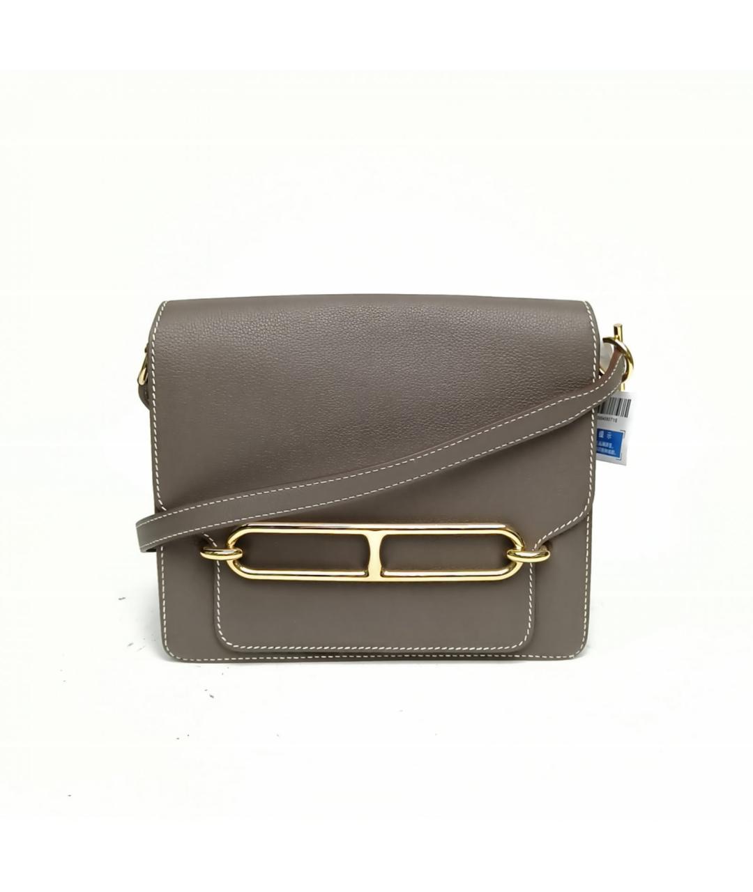 HERMES Серая кожаная сумка через плечо, фото 2
