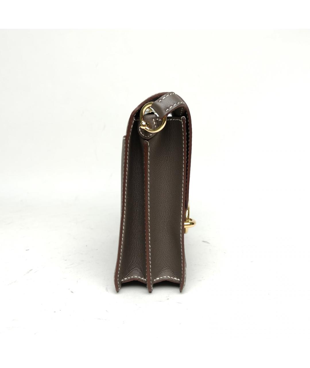 HERMES Серая кожаная сумка через плечо, фото 5