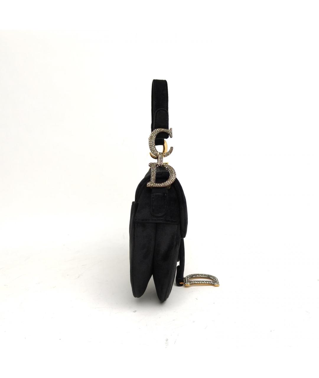 CHRISTIAN DIOR Черная бархатная сумка с короткими ручками, фото 5