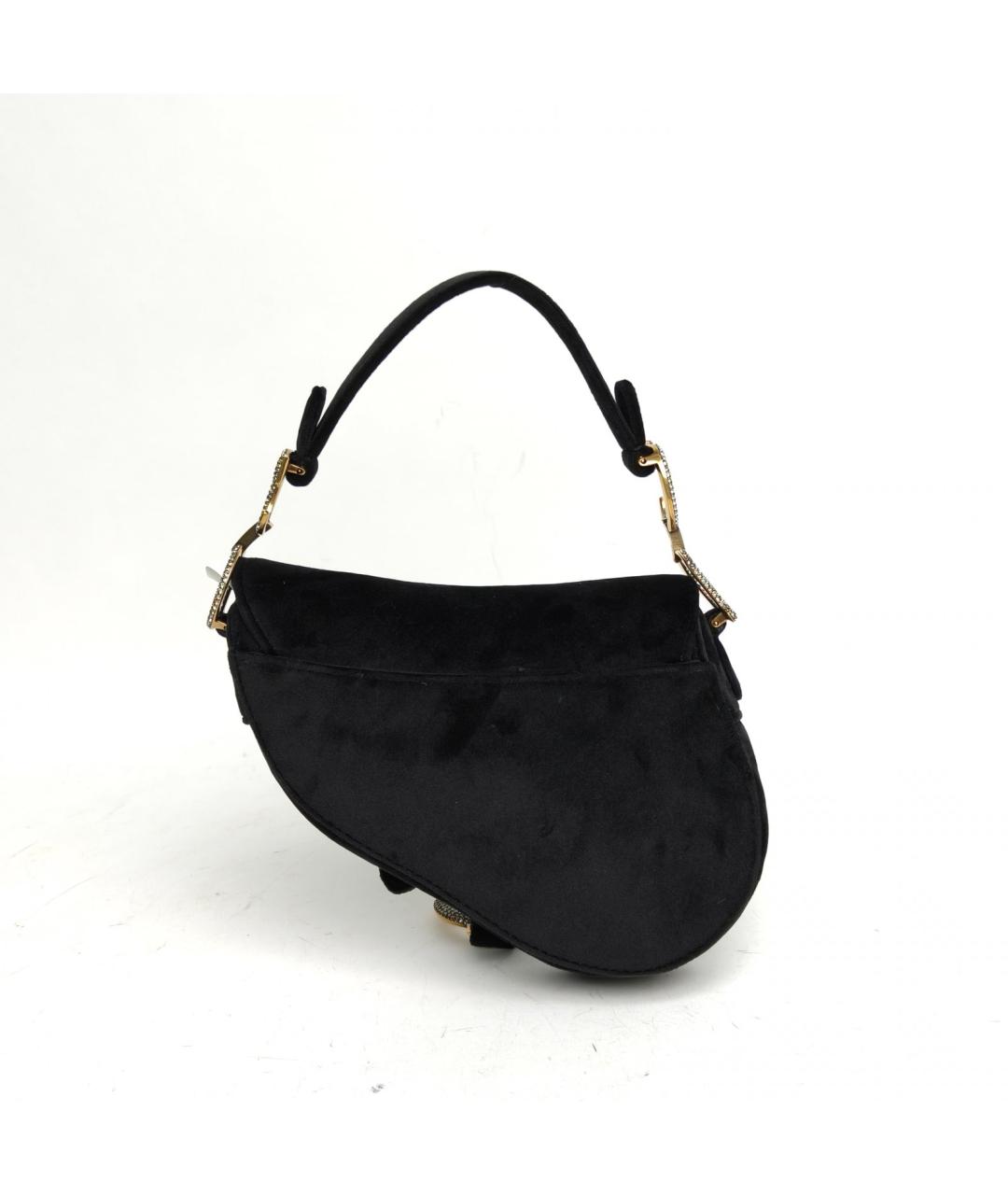 CHRISTIAN DIOR Черная бархатная сумка с короткими ручками, фото 4