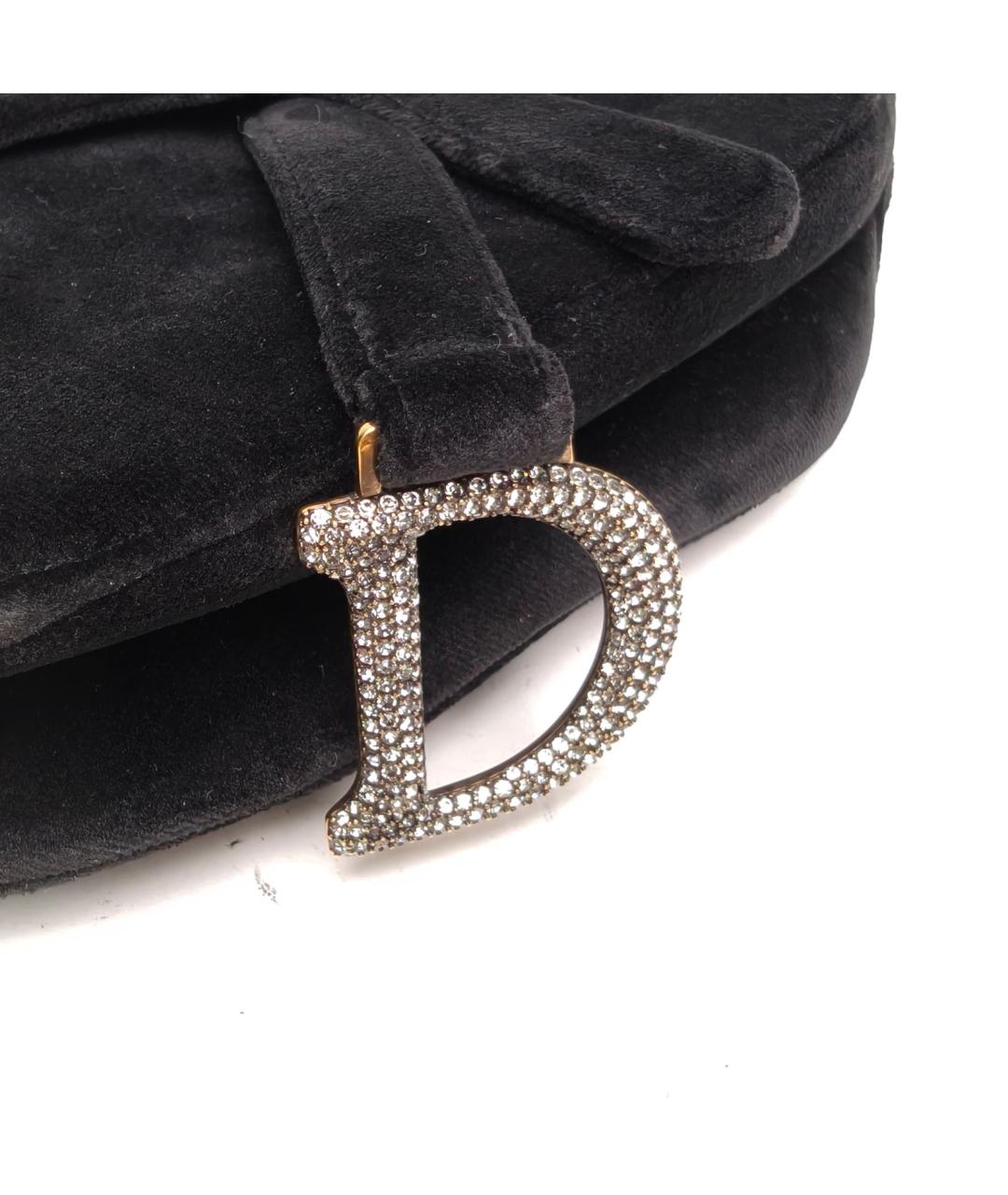 CHRISTIAN DIOR Черная бархатная сумка с короткими ручками, фото 6