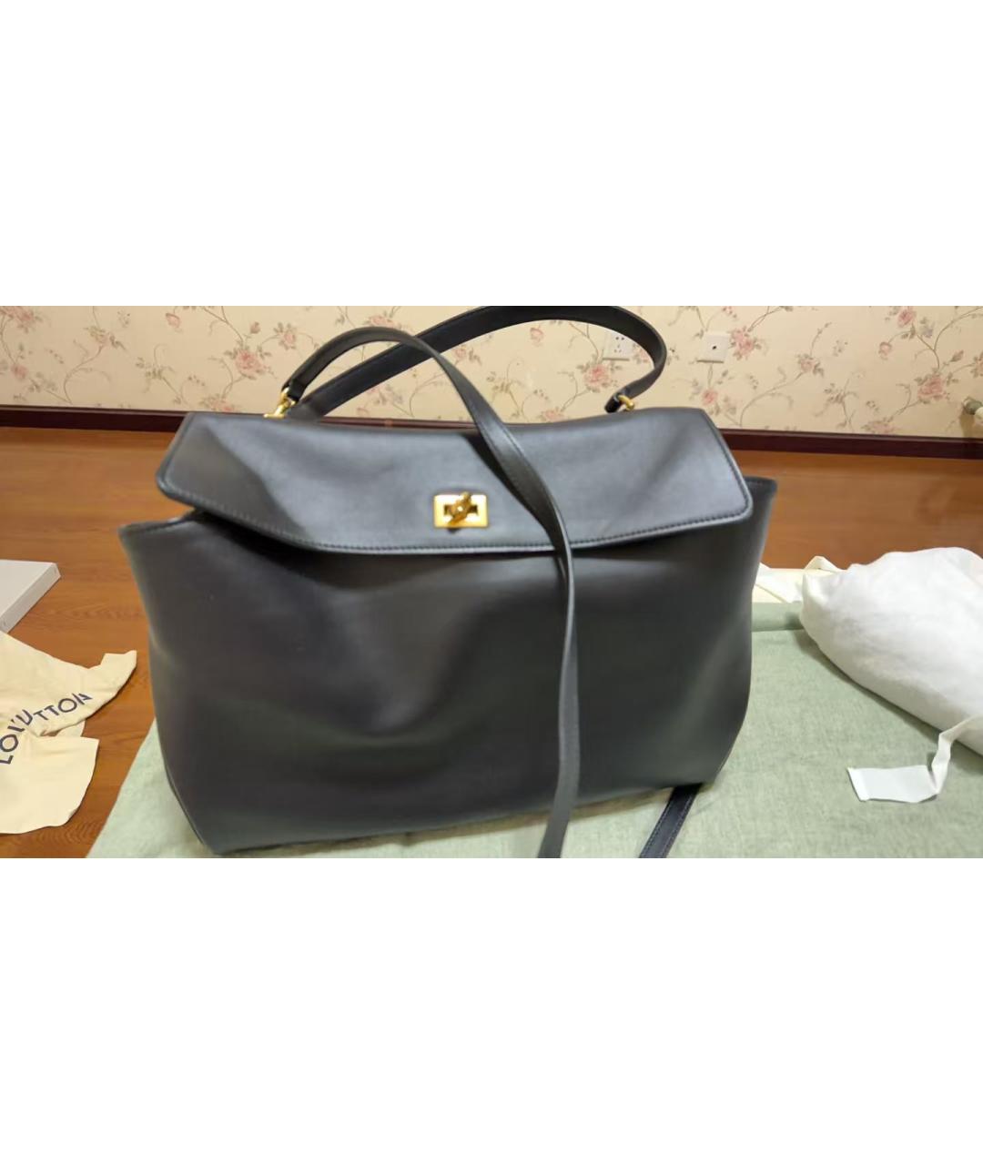 BALENCIAGA Черная кожаная сумка через плечо, фото 9