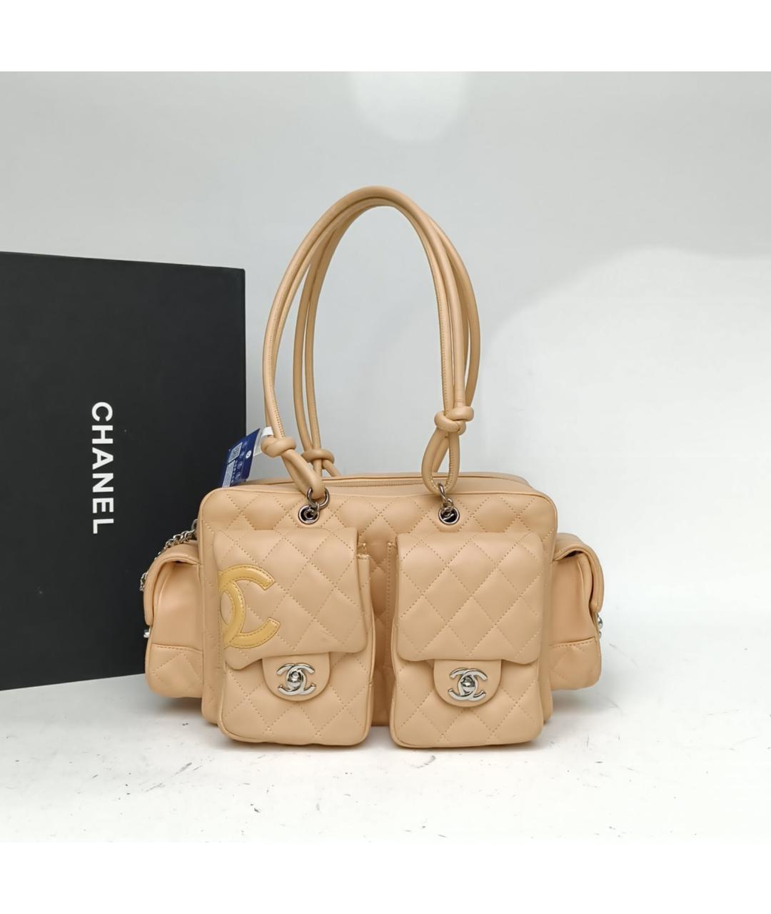 CHANEL Бежевая кожаная сумка через плечо, фото 9