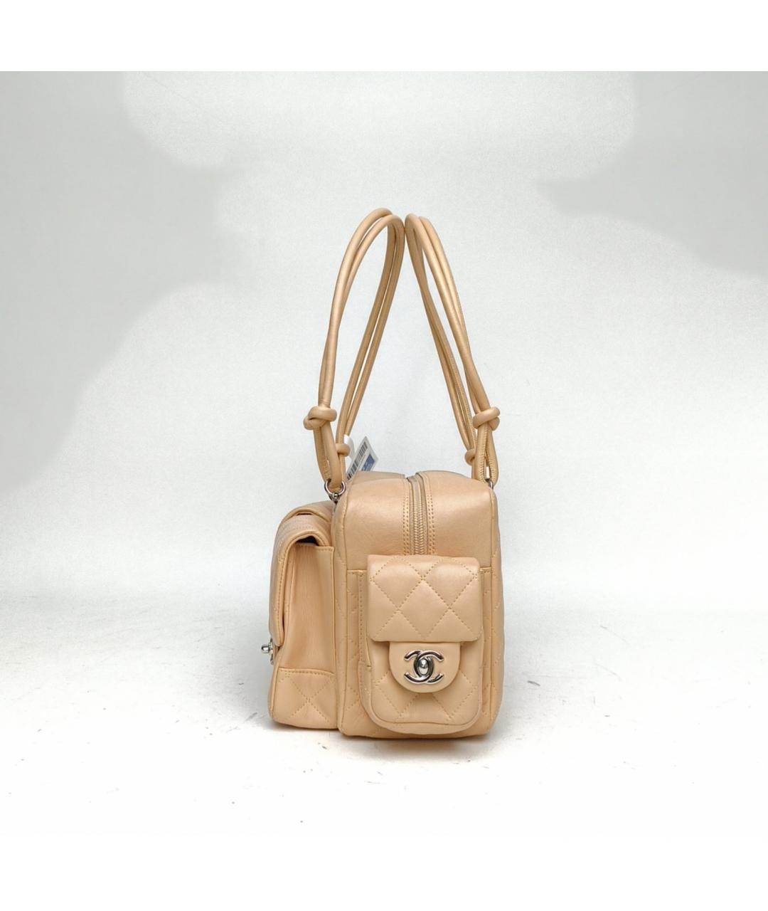 CHANEL Бежевая кожаная сумка через плечо, фото 3