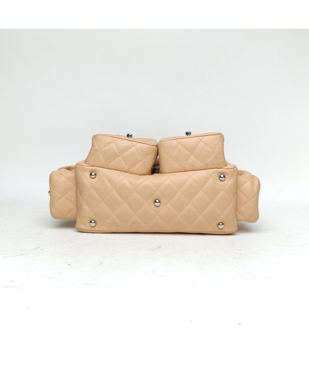 CHANEL Бежевая кожаная сумка через плечо, фото 6