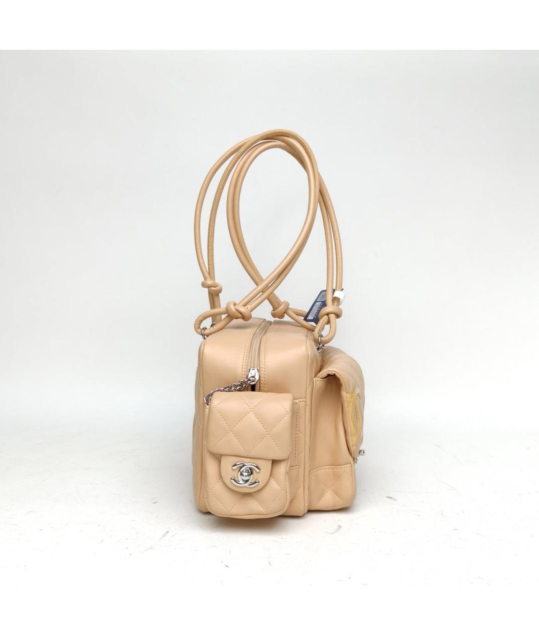 CHANEL Бежевая кожаная сумка через плечо, фото 5