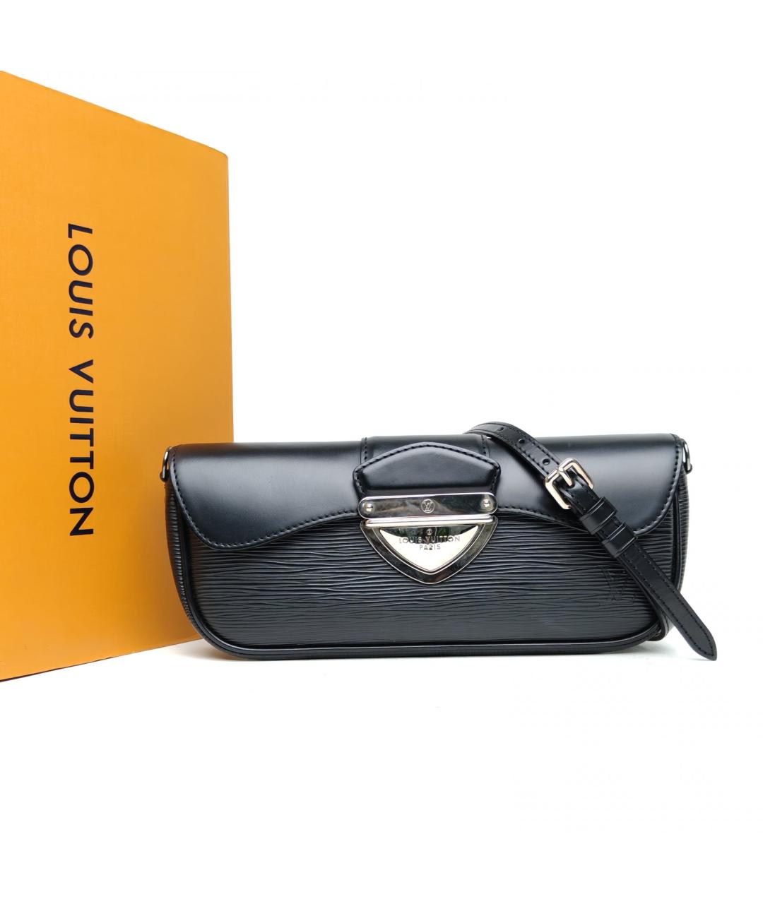 LOUIS VUITTON Черная кожаная сумка через плечо, фото 9