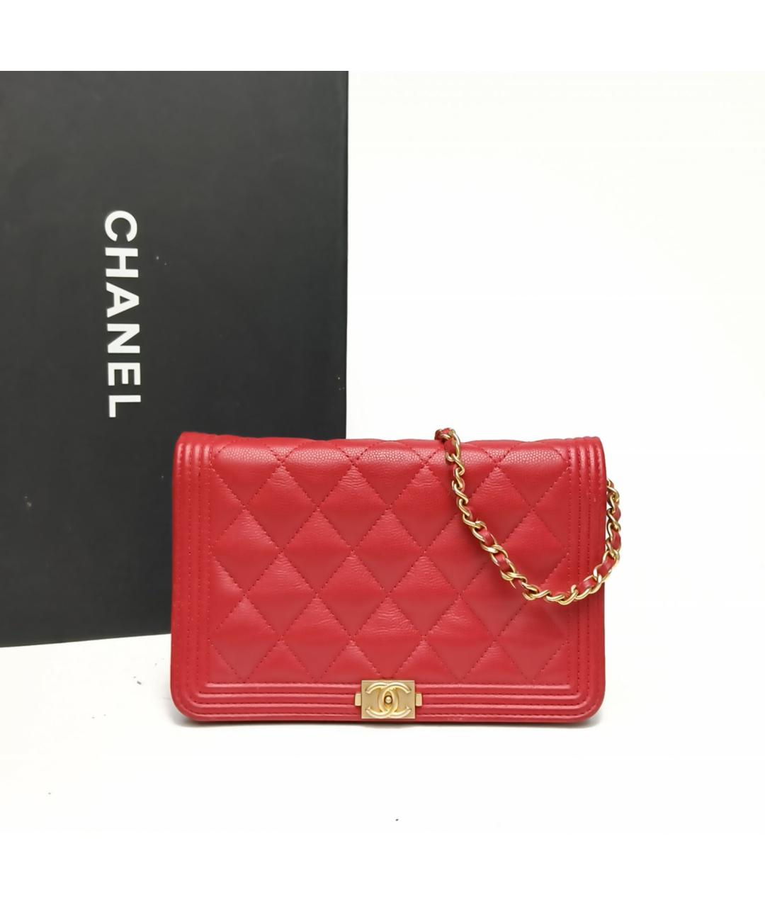 CHANEL Красная кожаная сумка через плечо, фото 9