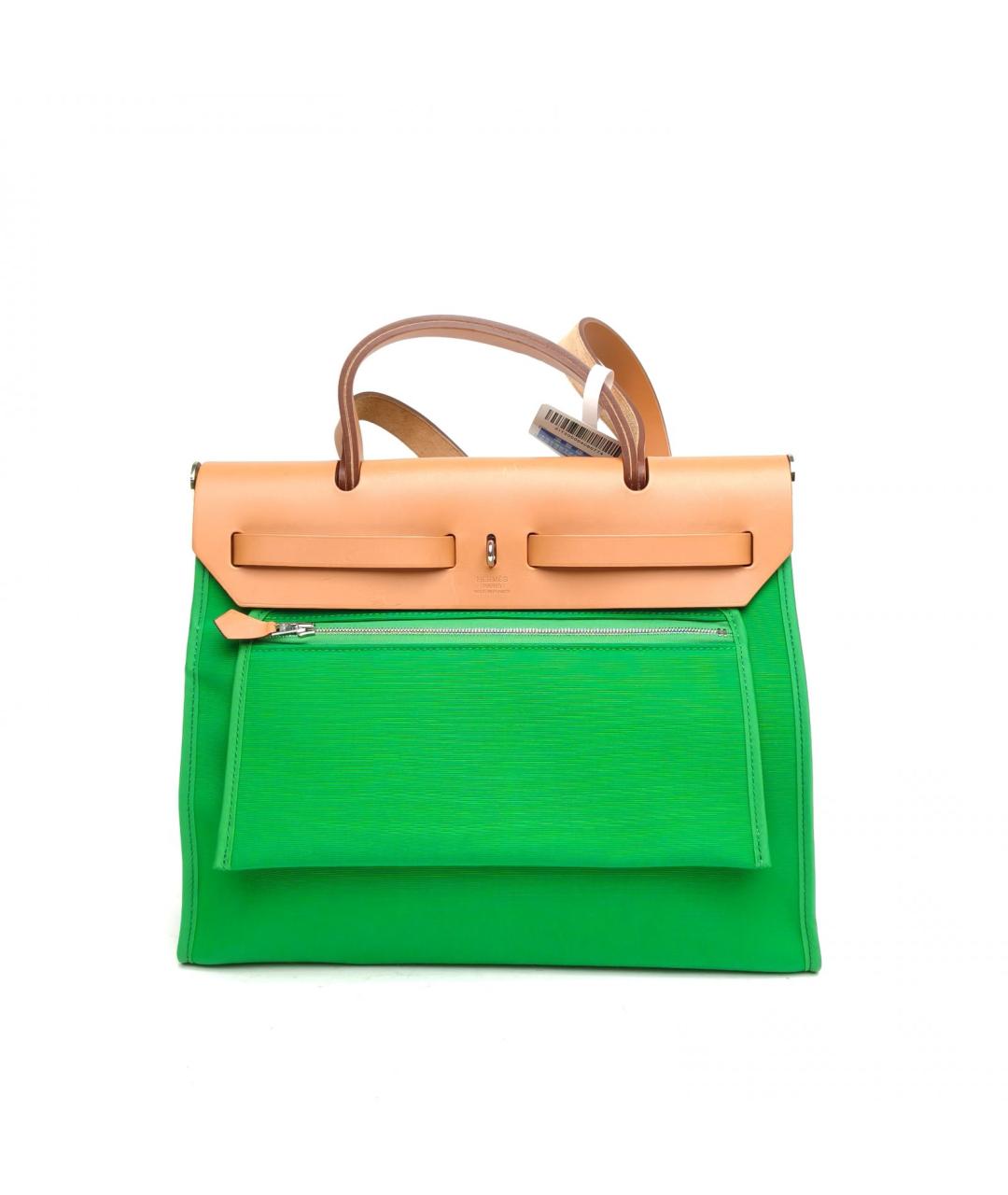 HERMES Зеленая тканевая сумка через плечо, фото 4