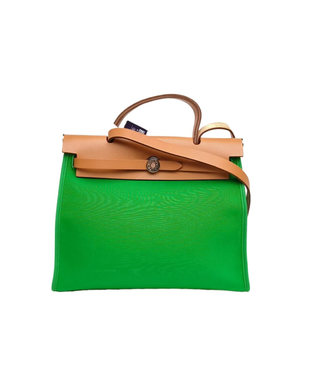 HERMES Зеленая тканевая сумка через плечо, фото 10