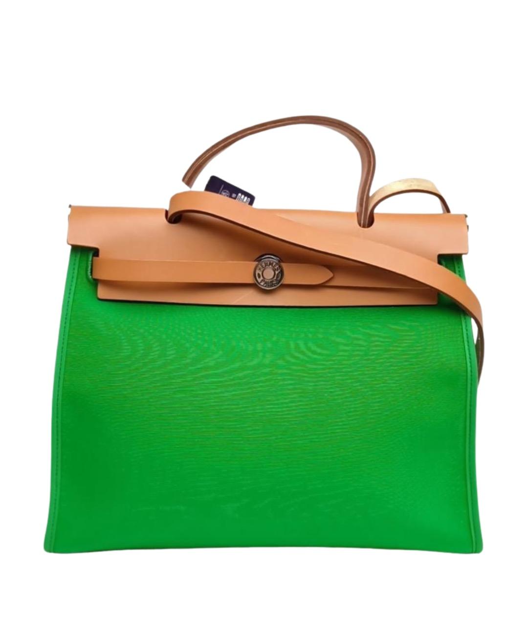 HERMES Зеленая тканевая сумка через плечо, фото 1