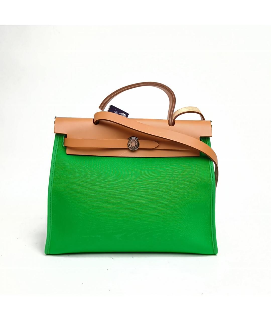HERMES Зеленая тканевая сумка через плечо, фото 2
