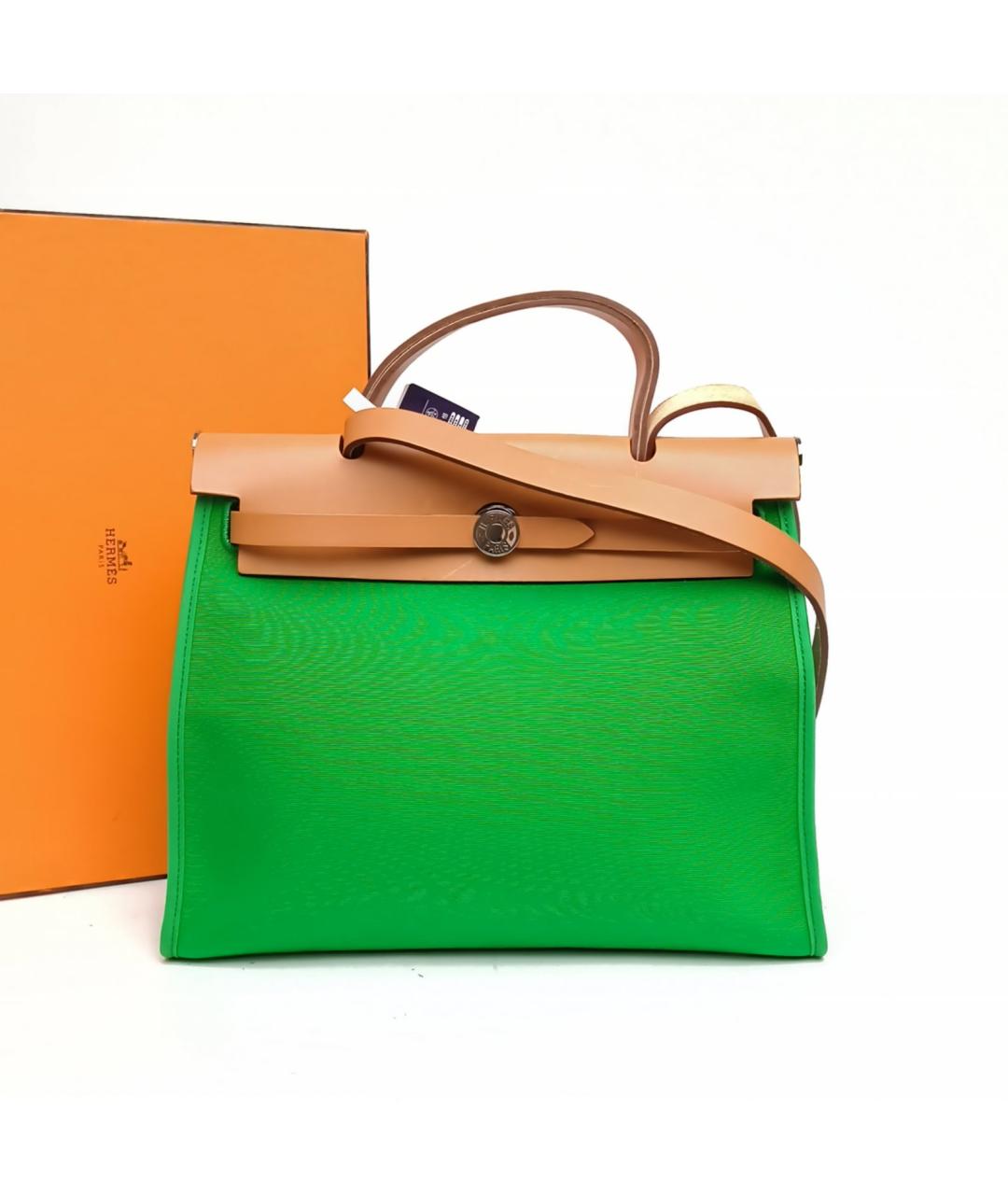 HERMES Зеленая тканевая сумка через плечо, фото 9