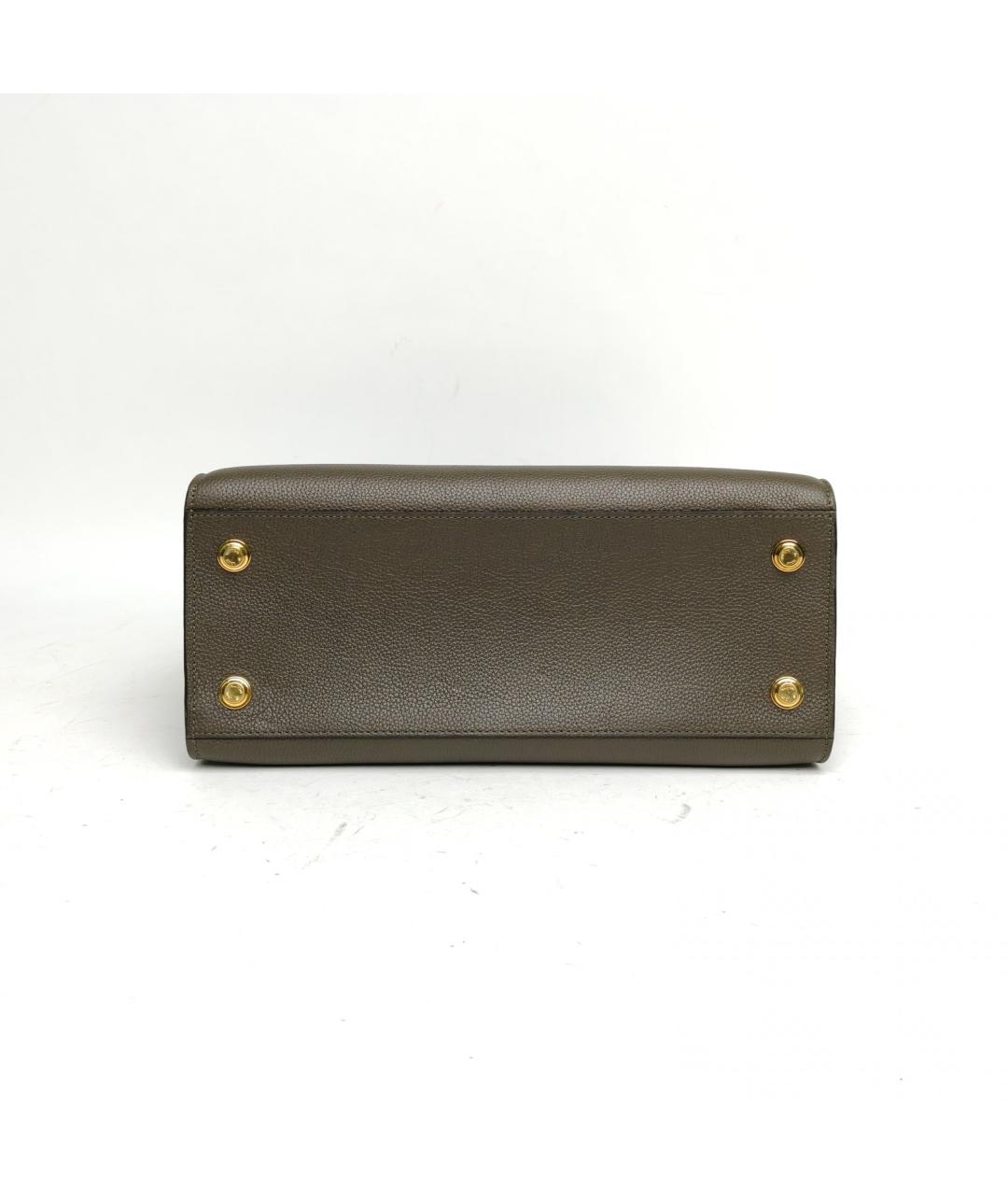 LOUIS VUITTON Хаки кожаная сумка с короткими ручками, фото 6