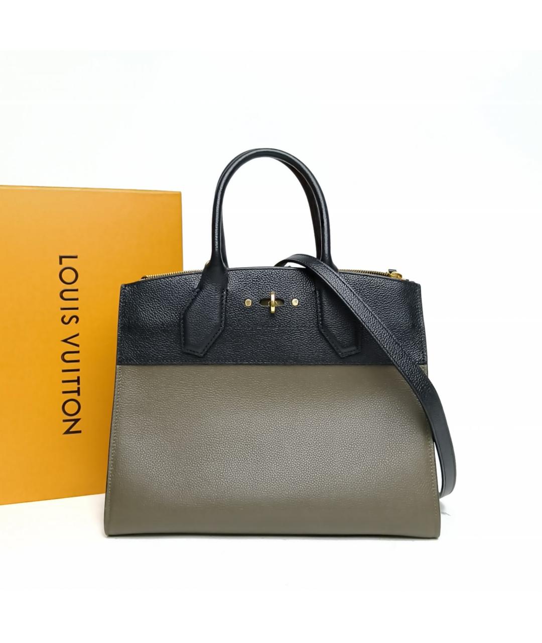 LOUIS VUITTON Хаки кожаная сумка с короткими ручками, фото 8