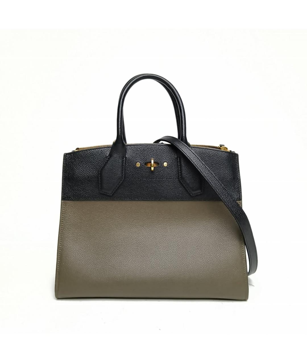 LOUIS VUITTON Хаки кожаная сумка с короткими ручками, фото 2