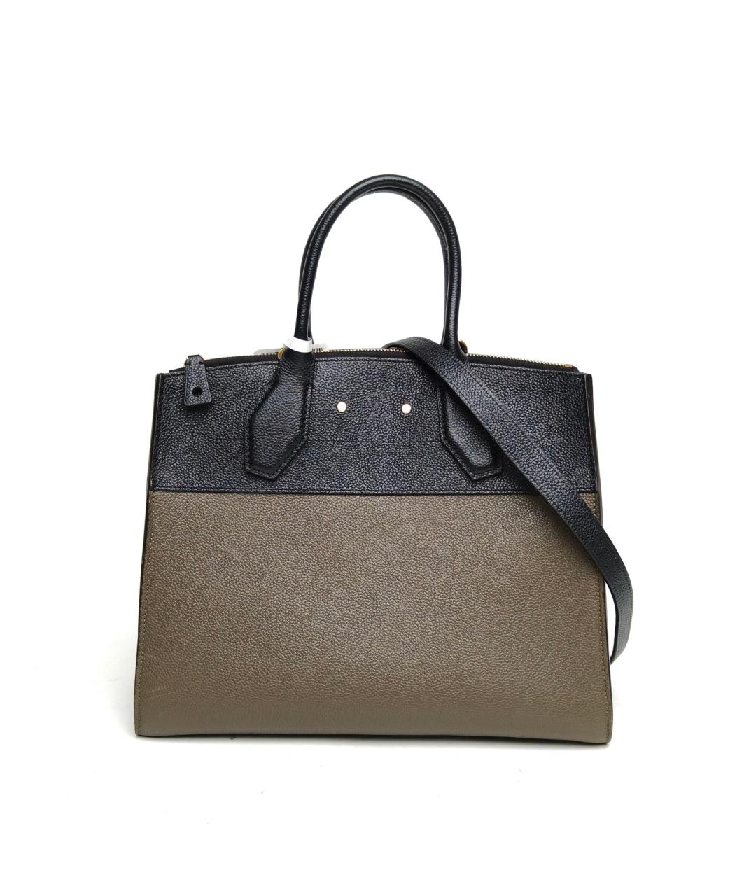 LOUIS VUITTON Хаки кожаная сумка с короткими ручками, фото 4