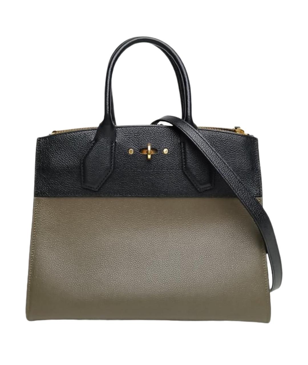 LOUIS VUITTON Хаки кожаная сумка с короткими ручками, фото 1