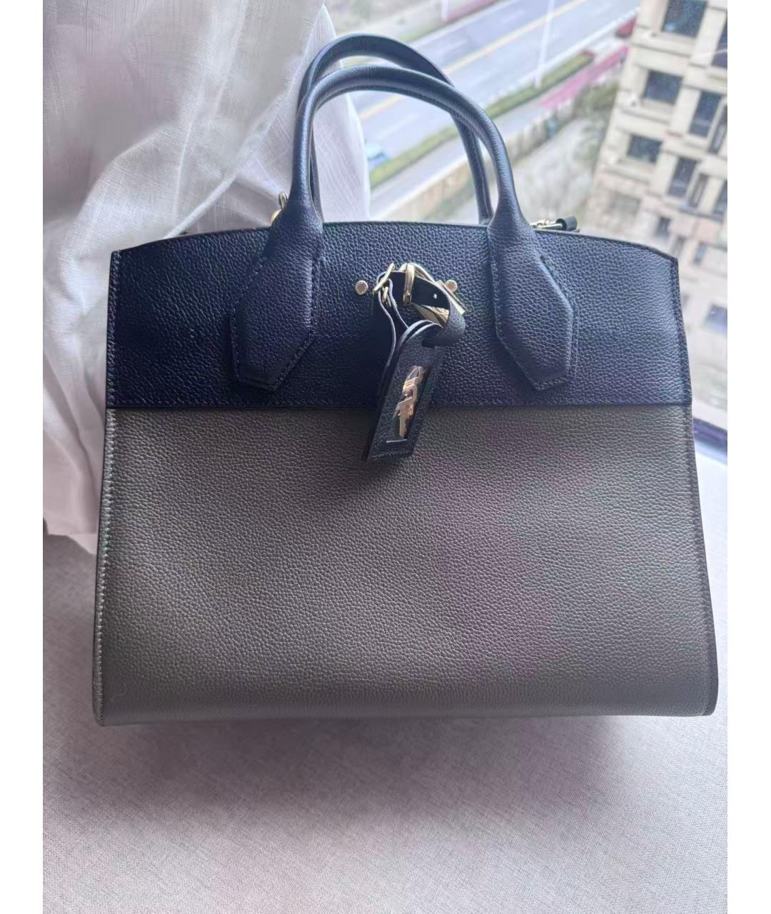 LOUIS VUITTON Хаки кожаная сумка с короткими ручками, фото 9