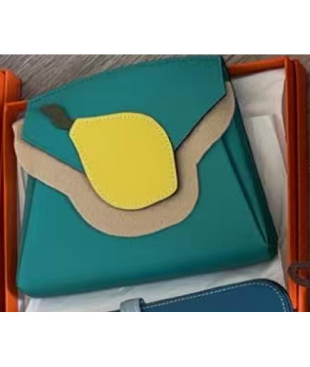 HERMES Бирюзовая кожаная сумка через плечо, фото 9