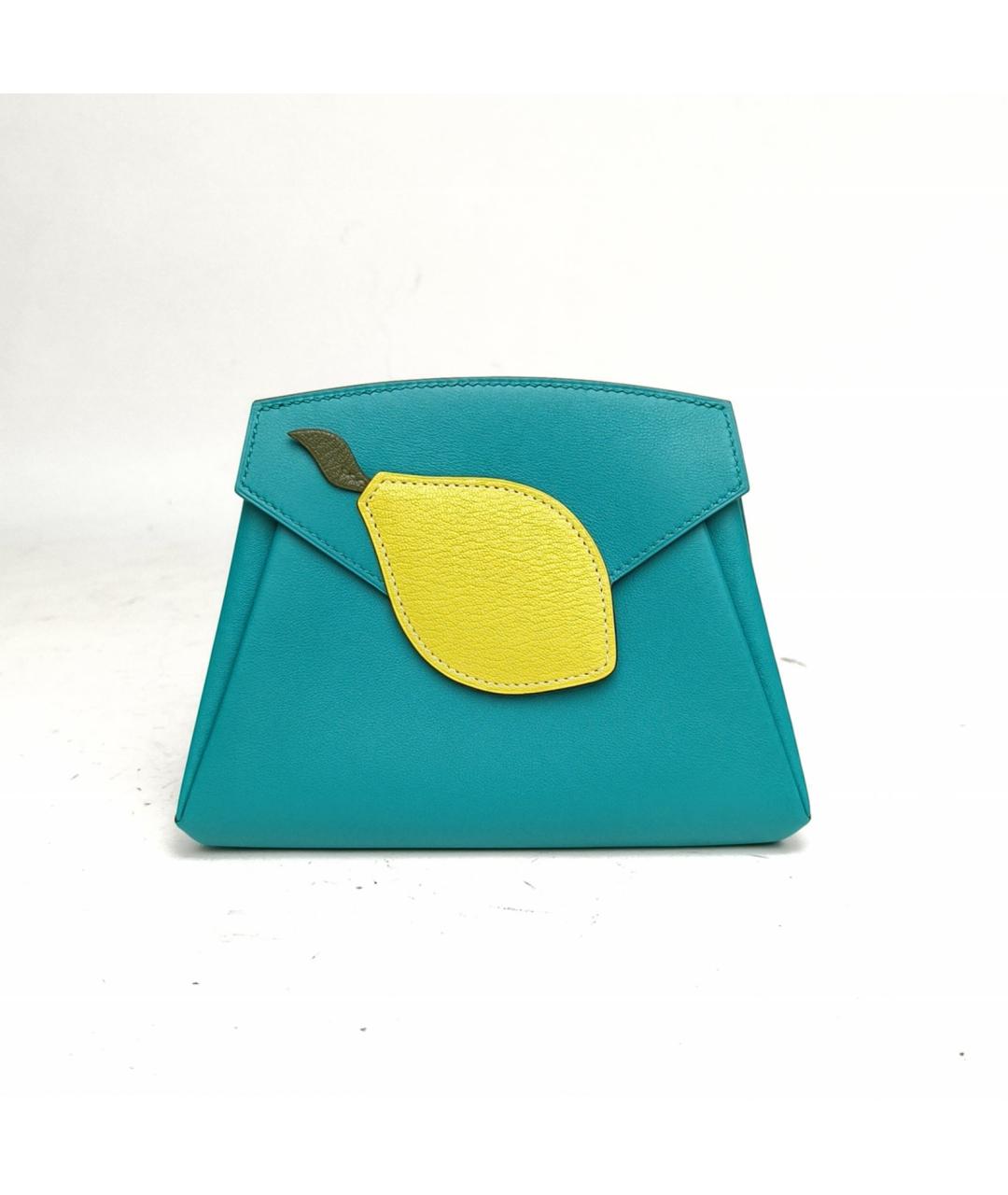 HERMES Бирюзовая кожаная сумка через плечо, фото 2