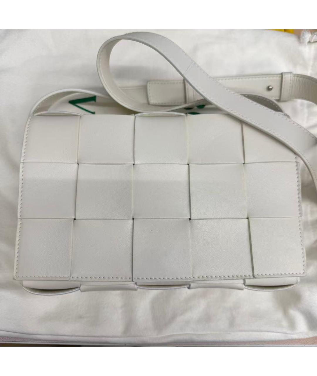 BOTTEGA VENETA Белая кожаная сумка через плечо, фото 8