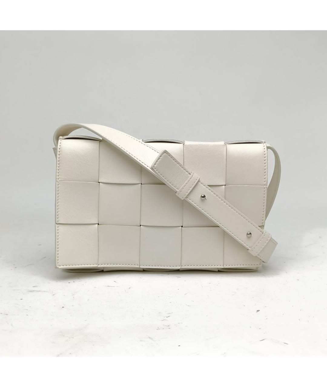 BOTTEGA VENETA Белая кожаная сумка через плечо, фото 2