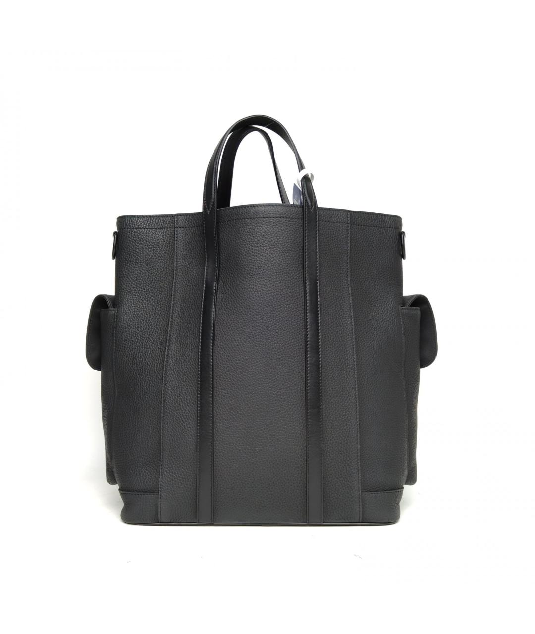 LOUIS VUITTON Черная кожаная сумка тоут, фото 4