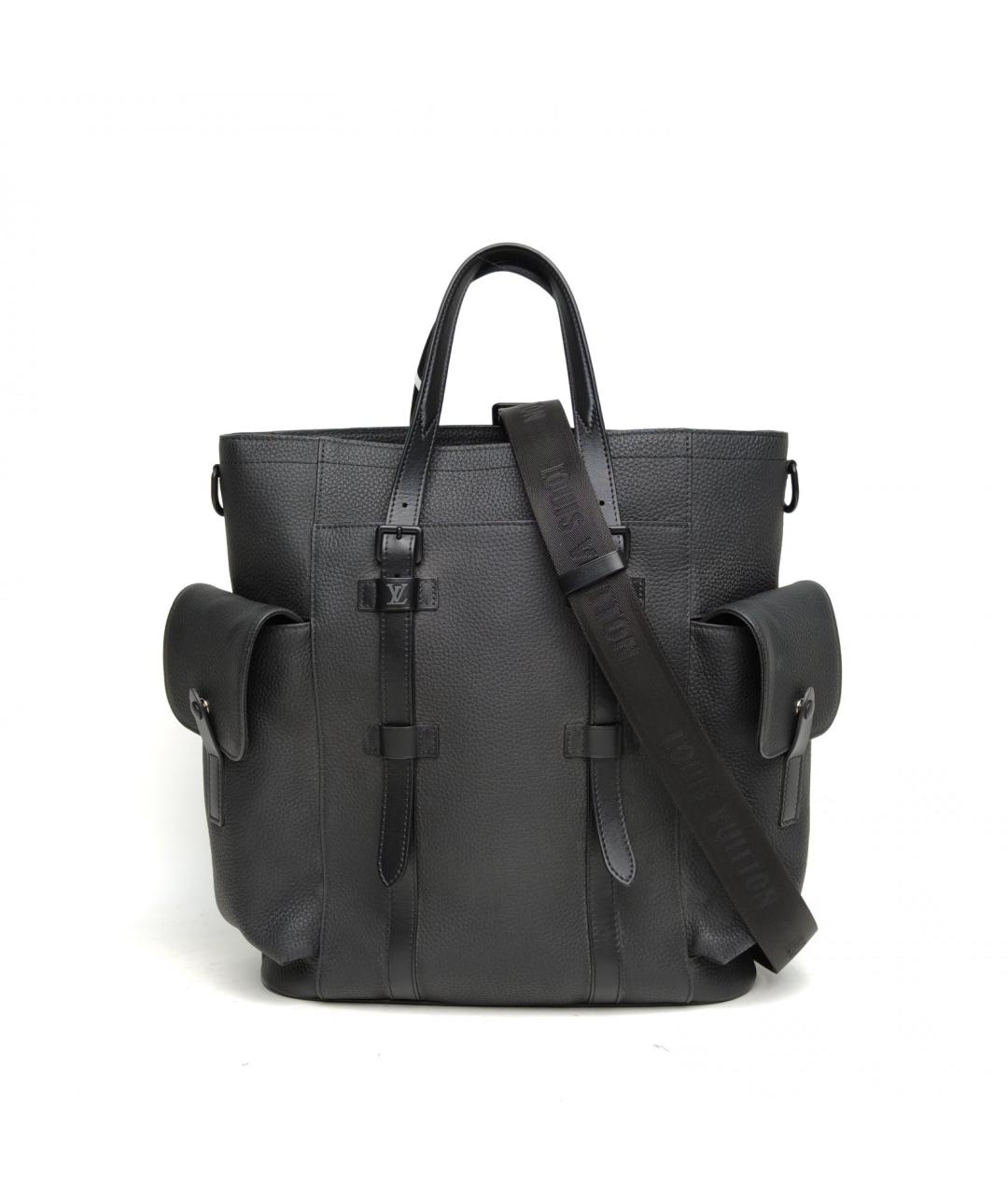 LOUIS VUITTON Черная кожаная сумка тоут, фото 2