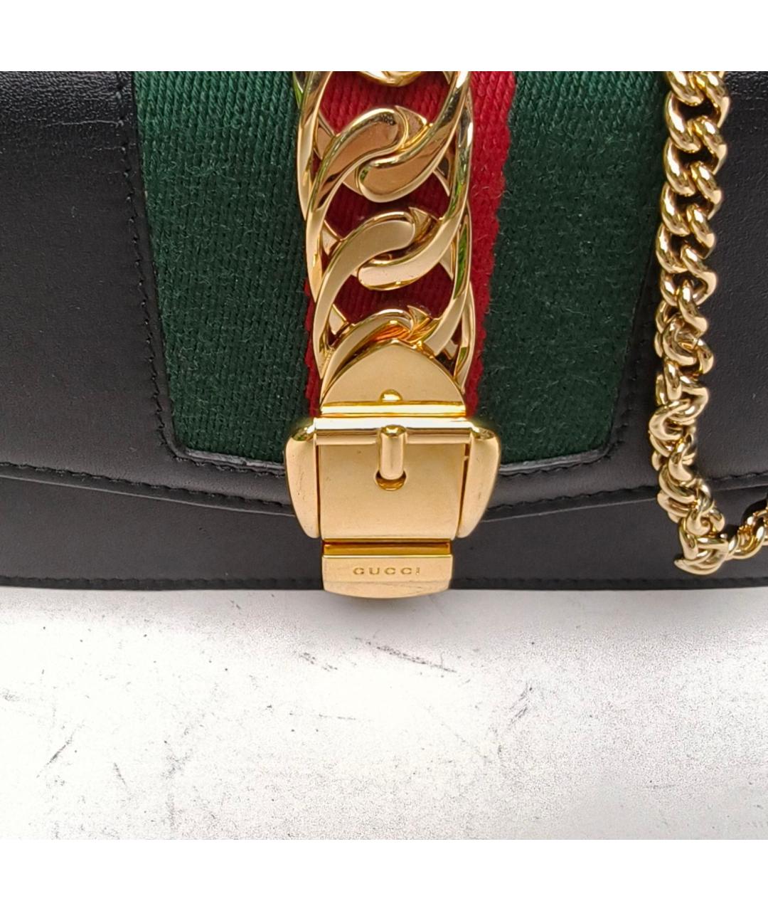 GUCCI Черная кожаная сумка через плечо, фото 8